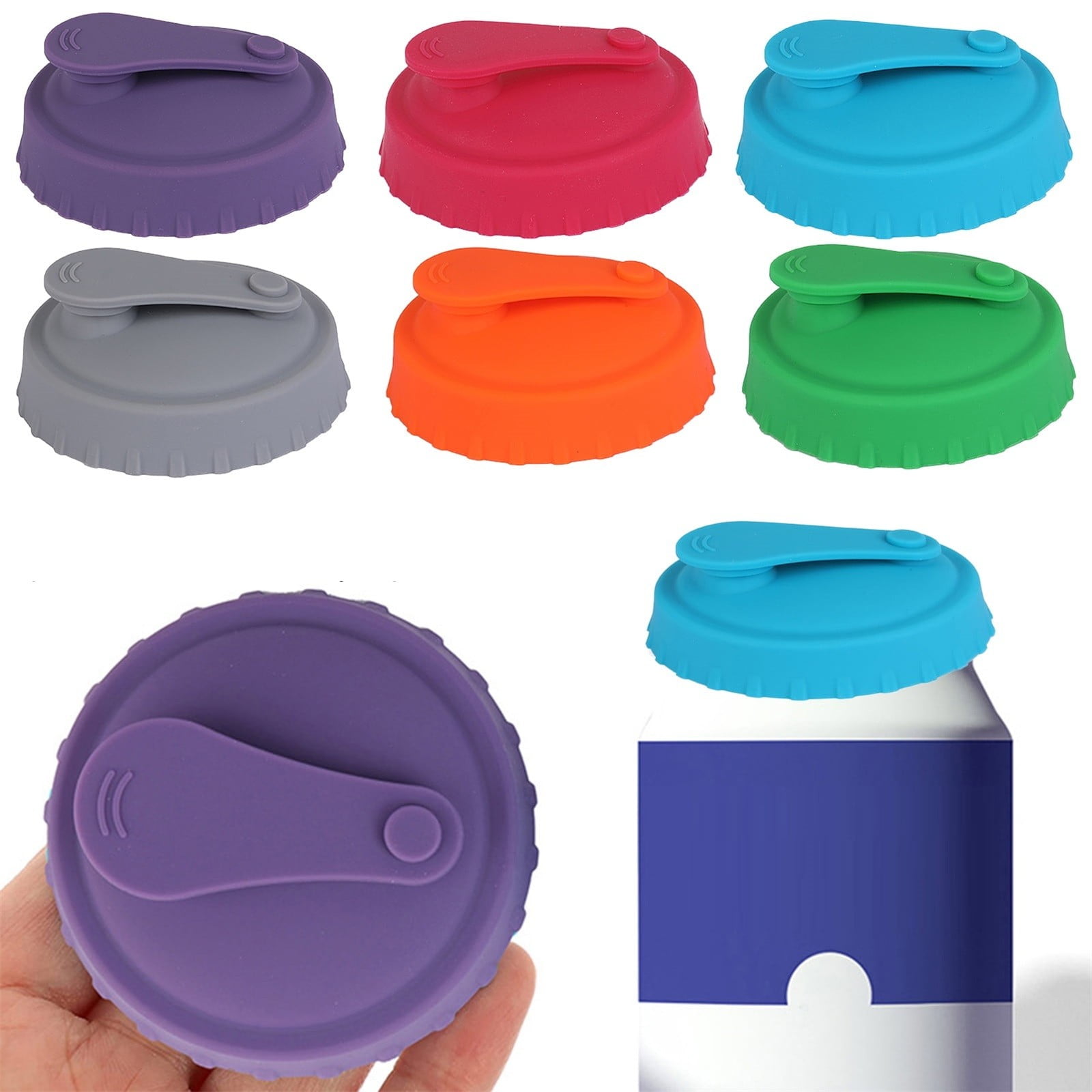 JWDX Soda Can Cap Clearance, Can Lids Juice Beverage Beer No Spill Silicone Can Lid Standard Cans Protector (6 Pack Assorted) Pink - Image 3