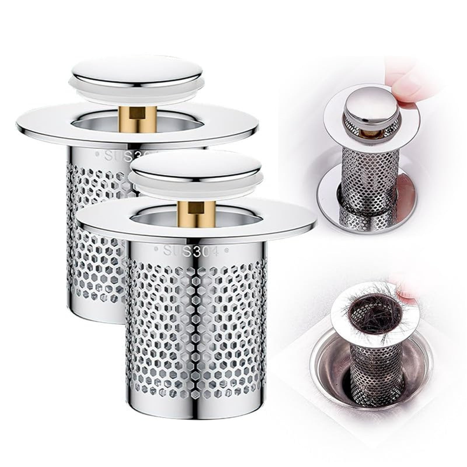 JWDX Drain Rack Clearance, Stainless Steel Floor Drain Filter 2025 New Bathtub Sink Strainer Up Sink Filter Rustproof Sink Strainer Bathroom Sink Strainer for Kitchen Bathtub B - Image 2