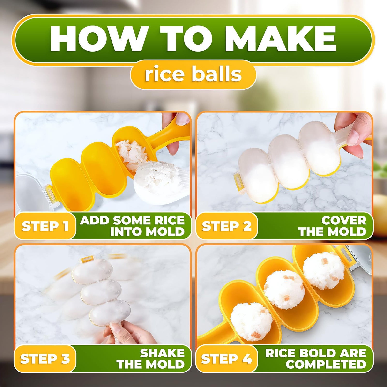JWDX Cake Mould Clearance, Rice Maker with Rice Kitchen Cooking Tools for Home Kitchen Rice Rice Shaper Rice Shaker Maker Yellow - Image 6