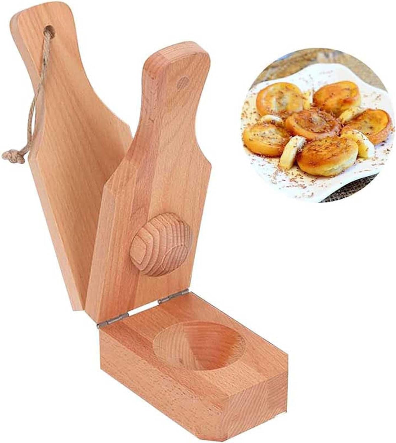 JWDX Bakeware Clearance, Wooden with Handle 2 in 1 Portable Wooden Banana Maker Wood Latin Cooking Utensil for Making Stuffed Gold - Image 2