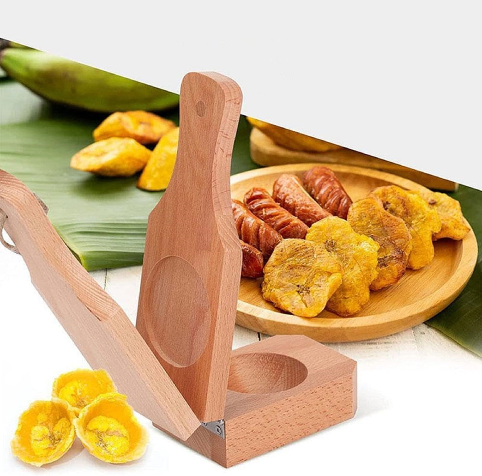 JWDX Bakeware Clearance, Wooden with Handle 2 in 1 Portable Wooden Banana Maker Wood Latin Cooking Utensil for Making Stuffed Gold - Image 5
