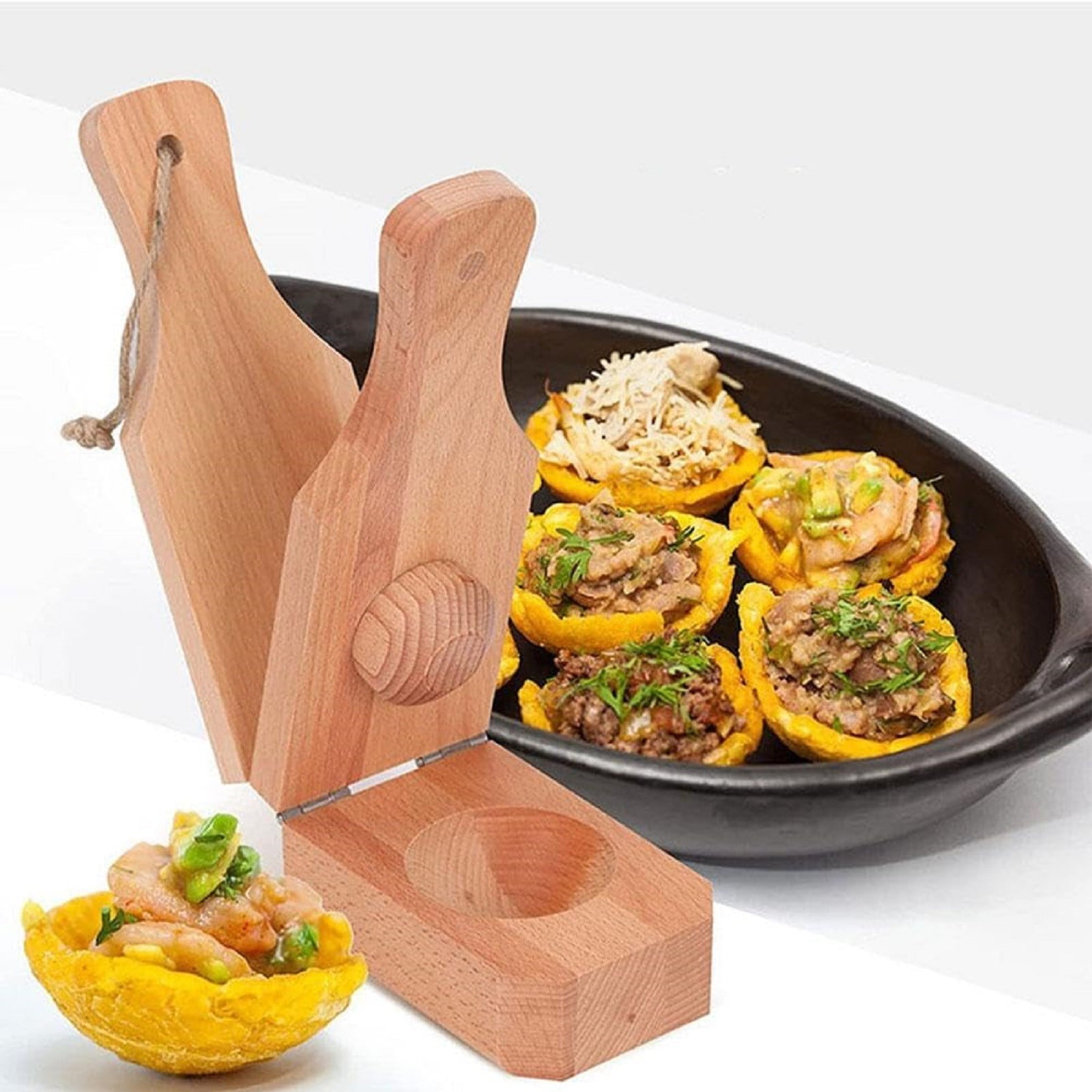 JWDX Bakeware Clearance, Wooden with Handle 2 in 1 Portable Wooden Banana Maker Wood Latin Cooking Utensil for Making Stuffed Gold - Image 6