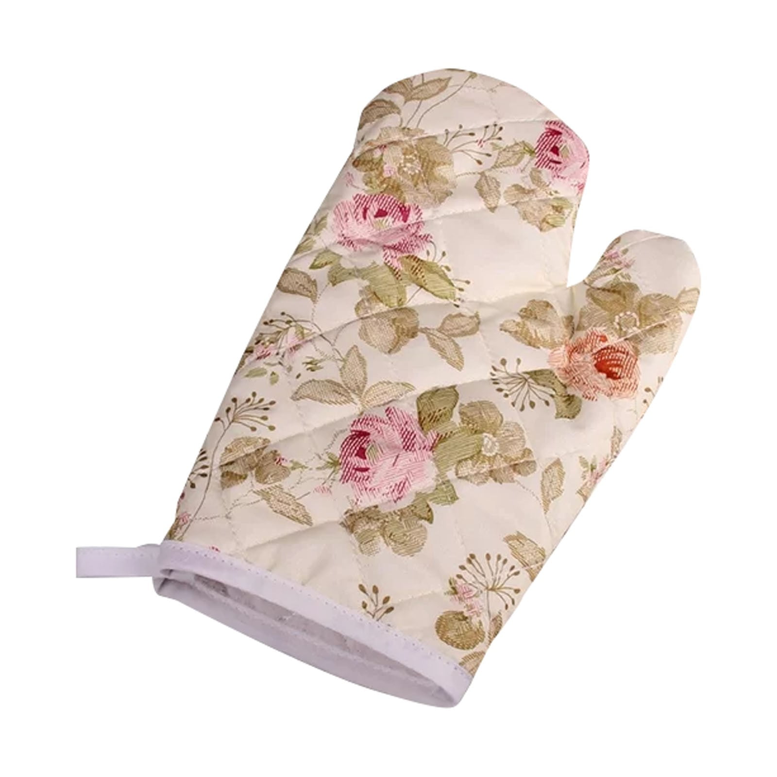 JWDX Oven Mitts Clearance, Oven Oven Heat Oven Glove Polyester Floral Printed Pot Holder Microwave Glove Thickened Microwave Bakeware B - Image 1
