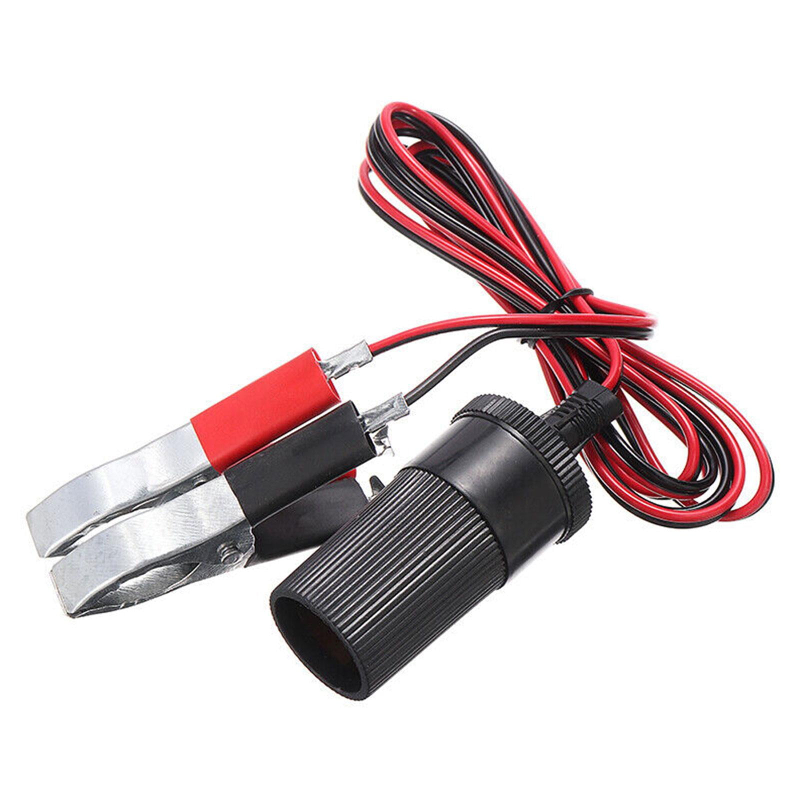 12V Battery Clip To Car Cigarette Lighter Female Socket Clamp Adapter Cable H6N5 - Image 2