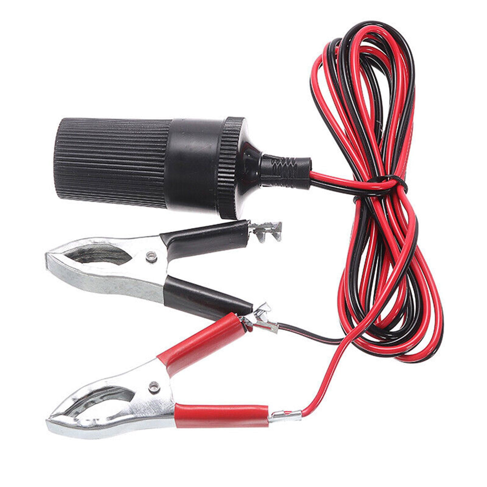 12V Battery Clip To Car Cigarette Lighter Female Socket Clamp Adapter Cable H6N5 - Image 3