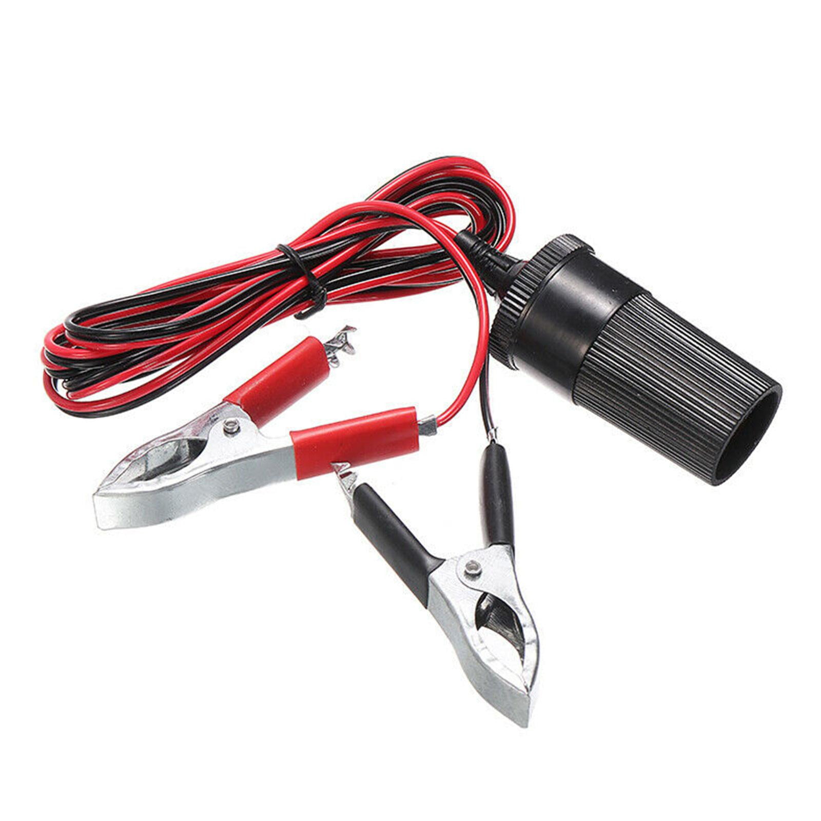 12V Battery Clip To Car Cigarette Lighter Female Socket Clamp Adapter Cable H6N5 - Image 5