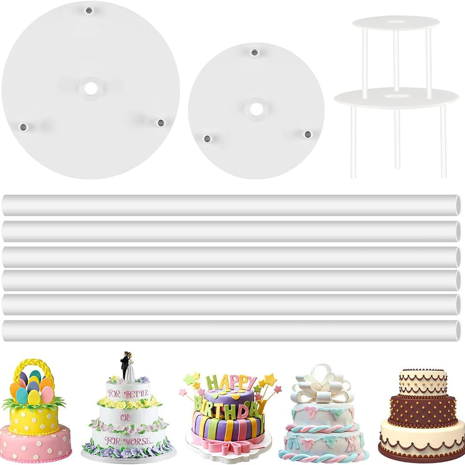 JWDX Cake Inserts Clearance, Double Layer Cake Pile Support Cushion Floating Cake with High Pile Support Gasket Baking WH4 - Image 2