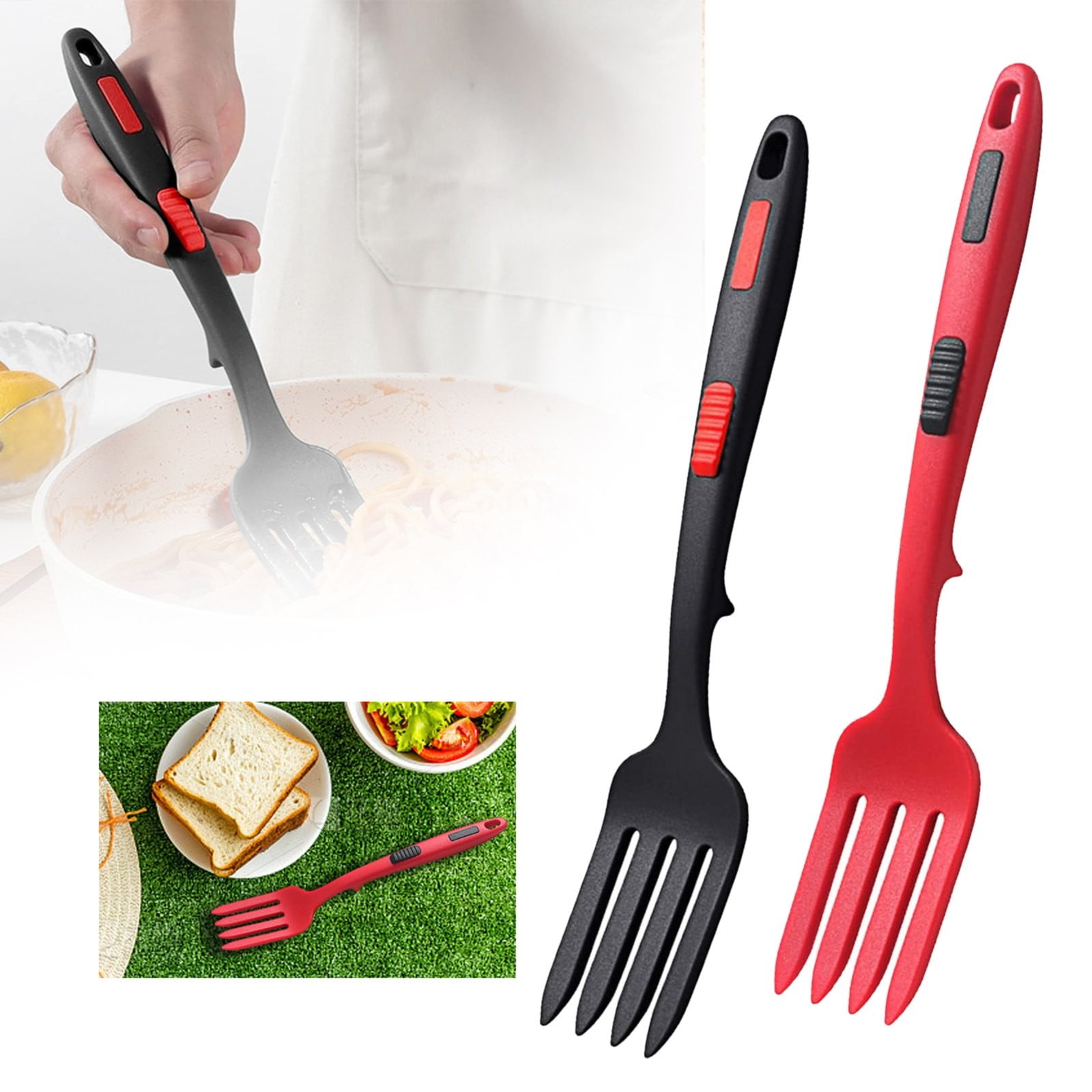 JWDX Cooking Utensils Clearance, 2Pcs Silicone Flexible Fork Heat Cooking Fork Tools Dishwasher Kitchen Fork Kitchen Non Stick Fork for Bake and Stir Mix Ingredients Whisk Eggs As shown - Image 3