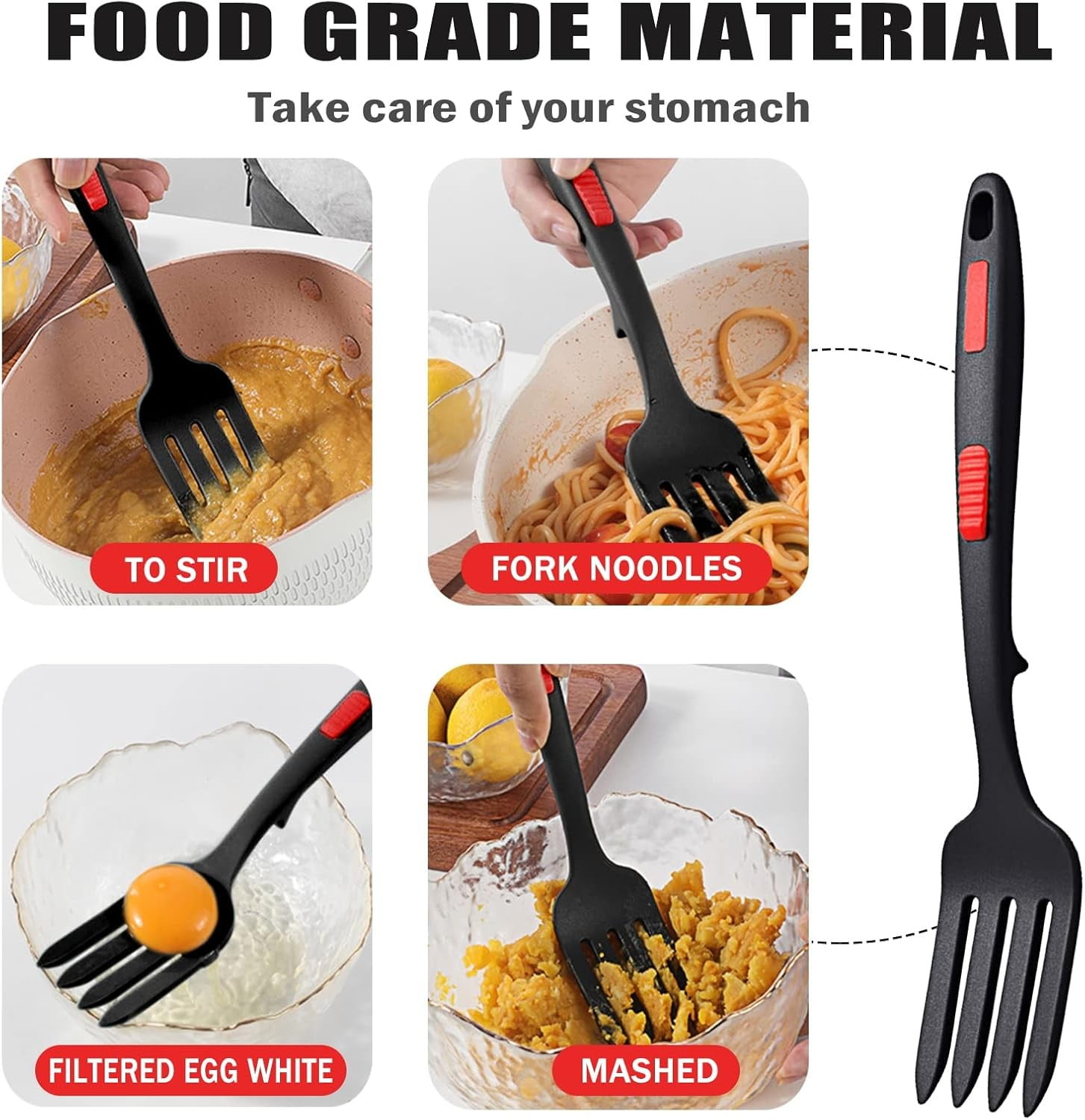 JWDX Cooking Utensils Clearance, 2Pcs Silicone Flexible Fork Heat Cooking Fork Tools Dishwasher Kitchen Fork Kitchen Non Stick Fork for Bake and Stir Mix Ingredients Whisk Eggs As shown - Image 8