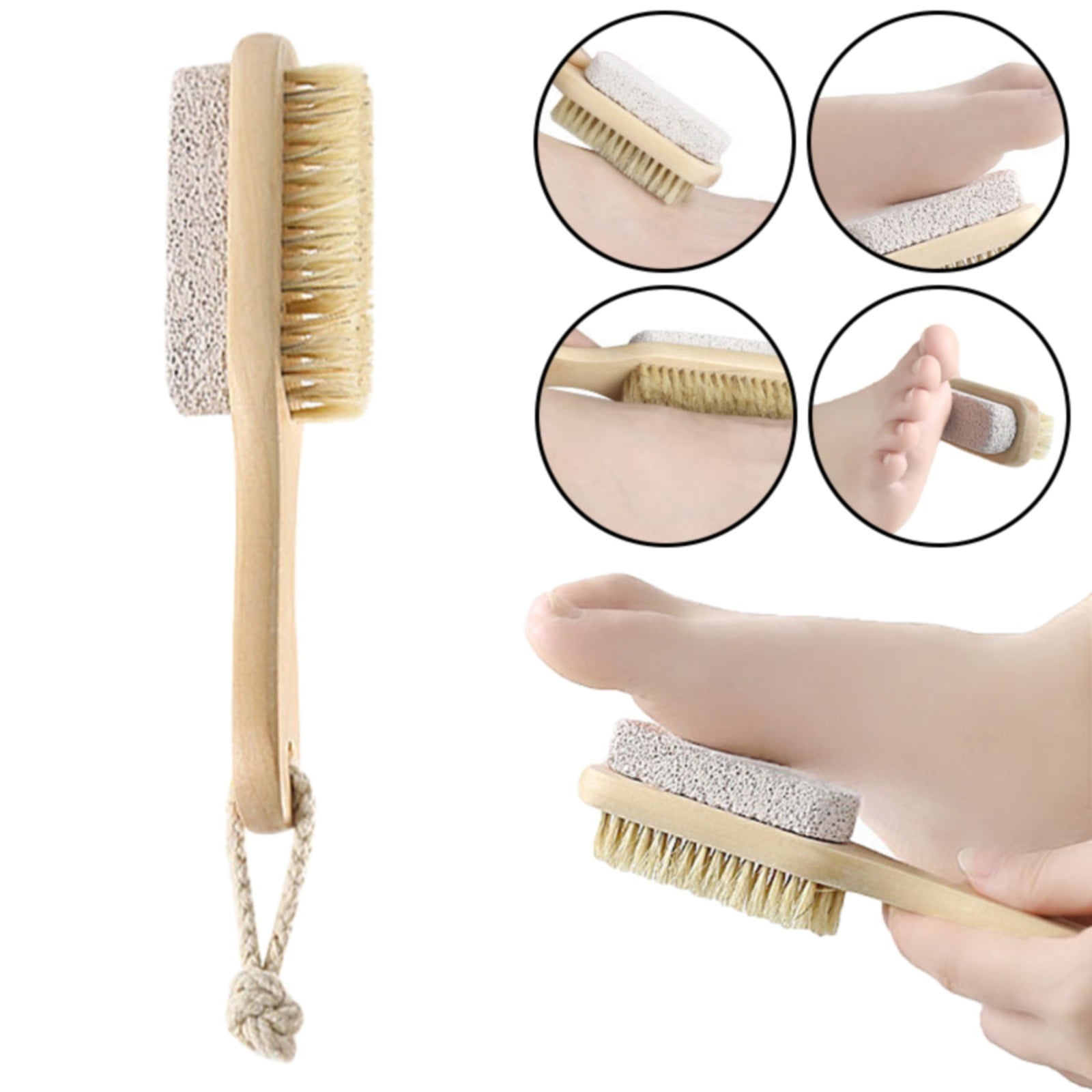 JWDX Cleaning Brush Clearance, Scrub Tool Pedicure Tools for Feet Body Brush Foot Scraper Exfoliating Wooden Pumice Stone Brush Rubbing Foot Board with Wood Grinding Foot Stone Small Brush Rubbing As shown - Image 2