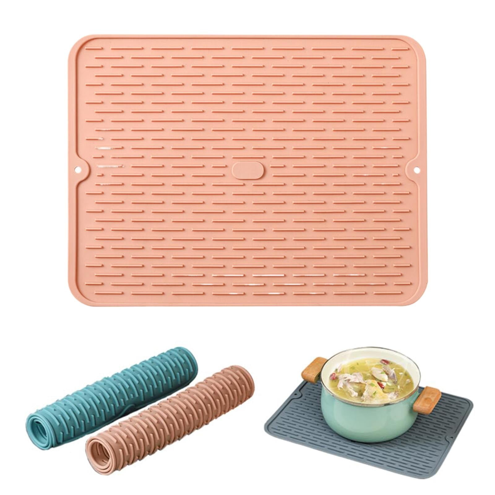 JWDX Placemat Clearance, Silicone Dish Drying Mat 2025 New Kitchen Sink Silicone Draining Mat Fast Drying Stone Sink Tray Heat Silicone Mat Easy Clean Raised Edge Holds Water A - Image 2