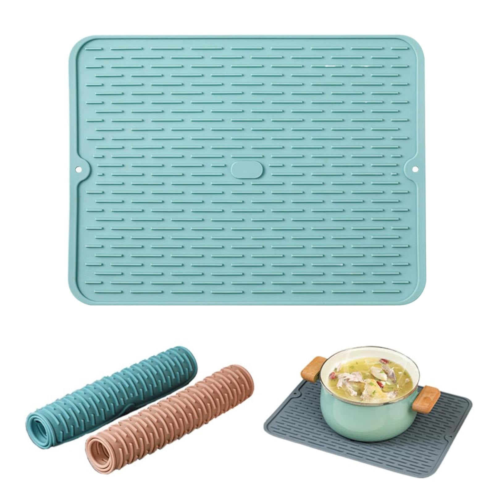 JWDX Placemat Clearance, Silicone Dish Drying Mat 2025 New Kitchen Sink Silicone Draining Mat Fast Drying Stone Sink Tray Heat Silicone Mat Easy Clean Raised Edge Holds Water B - Image 2
