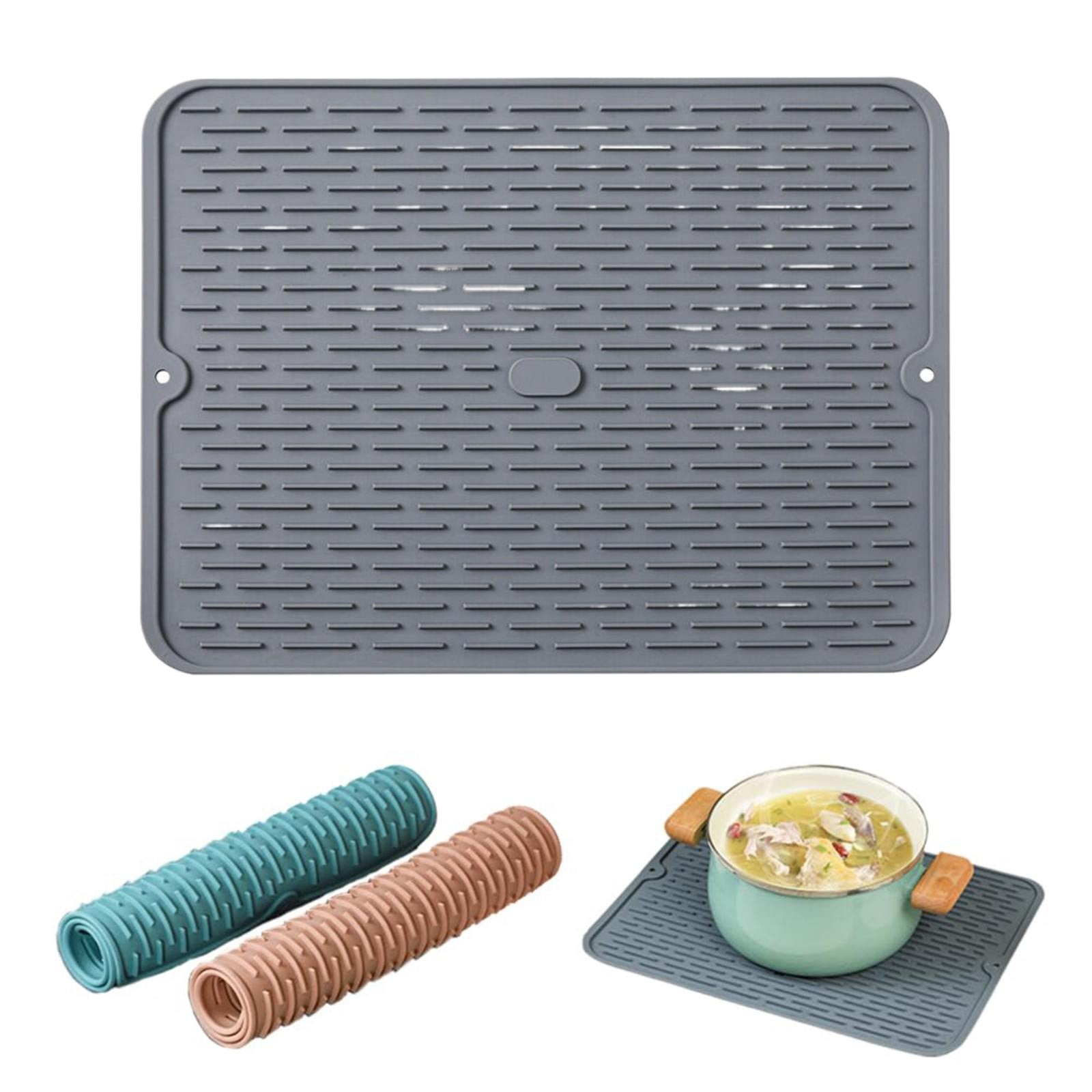JWDX Placemat Clearance, Silicone Dish Drying Mat 2025 New Kitchen Sink Silicone Draining Mat Fast Drying Stone Sink Tray Heat Silicone Mat Easy Clean Raised Edge Holds Water C - Image 2