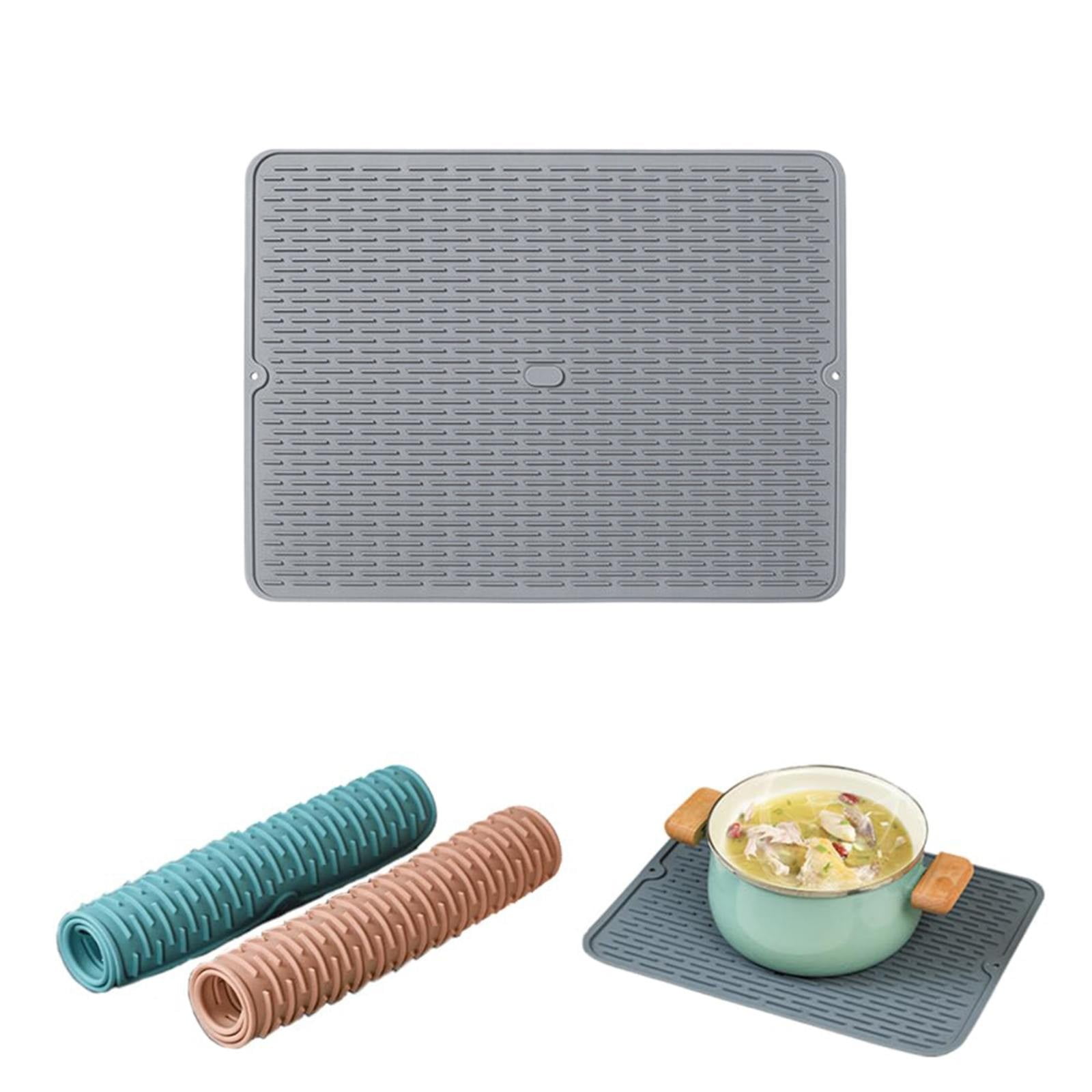 JWDX Placemat Clearance, Silicone Dish Drying Mat 2025 New Kitchen Sink Silicone Draining Mat Fast Drying Stone Sink Tray Heat Silicone Mat Easy Clean Raised Edge Holds Water E - Image 2
