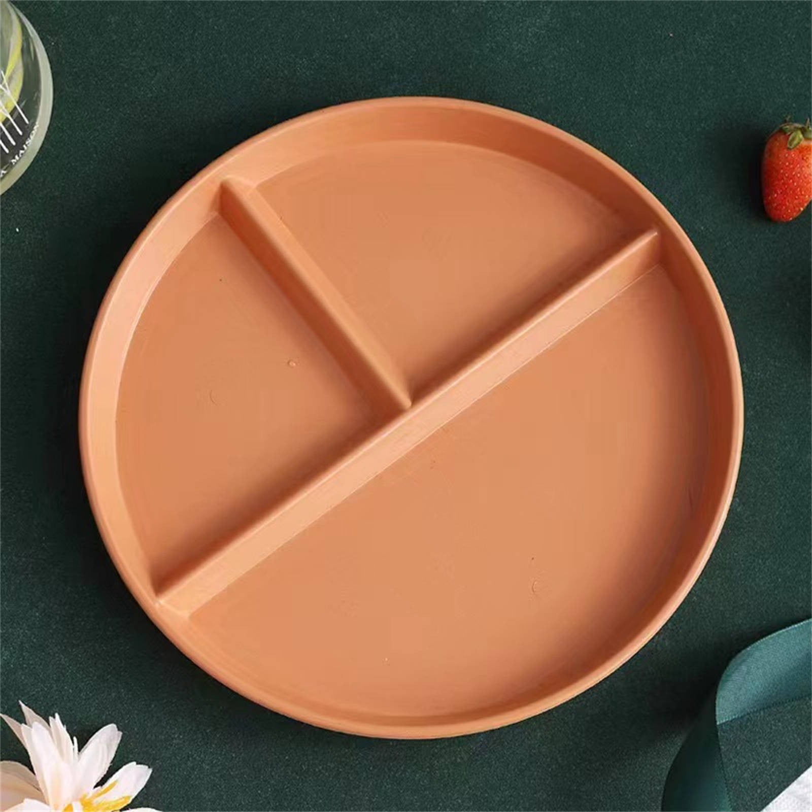 JWDX Tableware Clearance, Wheat Plates for Adults Reusable Dinnerware Set Kids Divided Plate Bariatric Plastic Salad Lunch Tray Microwave and Dishwasher A - Image 3