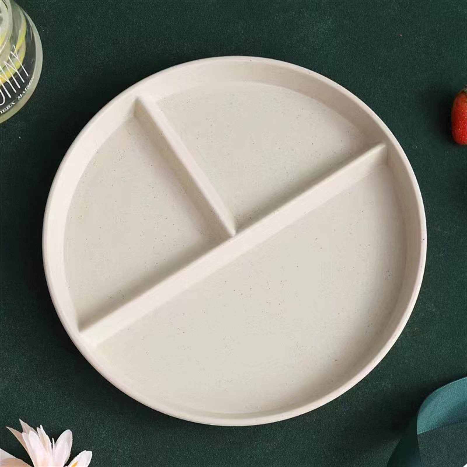 JWDX Tableware Clearance, Wheat Plates for Adults Reusable Dinnerware Set Kids Divided Plate Bariatric Plastic Salad Lunch Tray Microwave and Dishwasher BGA - Image 2