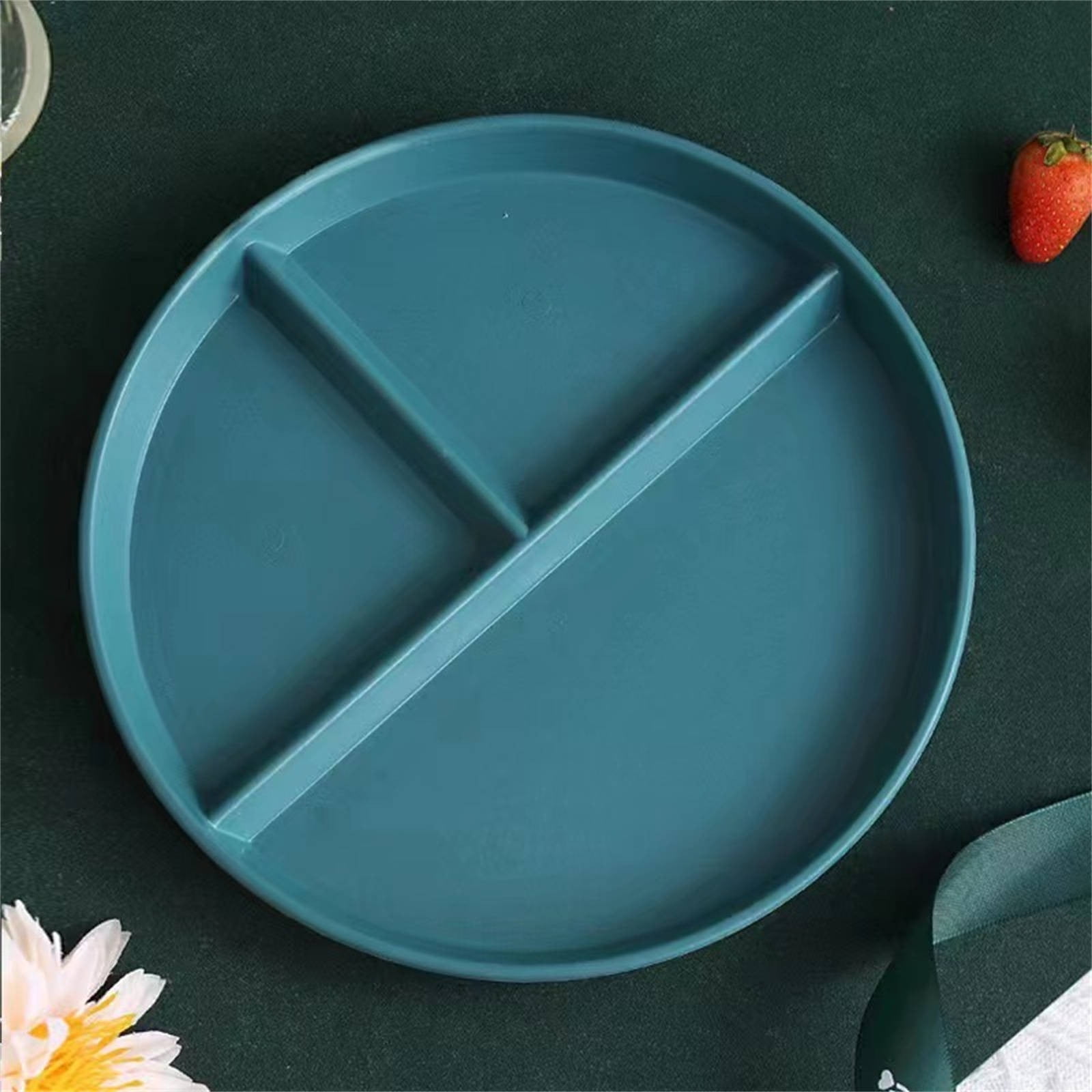 JWDX Tableware Clearance, Wheat Plates for Adults Reusable Dinnerware Set Kids Divided Plate Bariatric Plastic Salad Lunch Tray Microwave and Dishwasher BU2 - Image 3