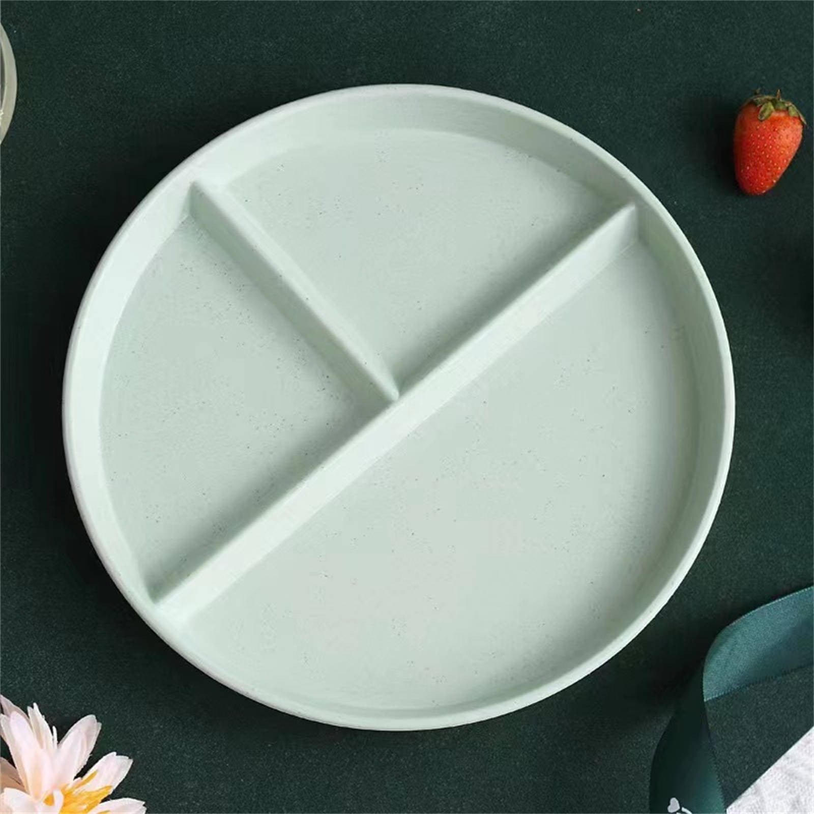 JWDX Tableware Clearance, Wheat Plates for Adults Reusable Dinnerware Set Kids Divided Plate Bariatric Plastic Salad Lunch Tray Microwave and Dishwasher GNA - Image 3