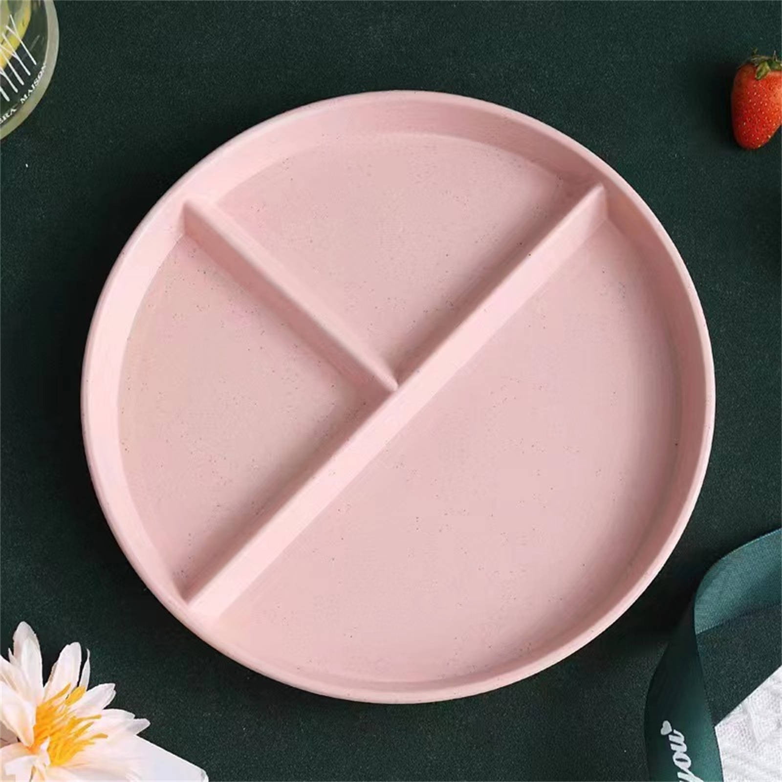 JWDX Tableware Clearance, Wheat Plates for Adults Reusable Dinnerware Set Kids Divided Plate Bariatric Plastic Salad Lunch Tray Microwave and Dishwasher PKA - Image 3