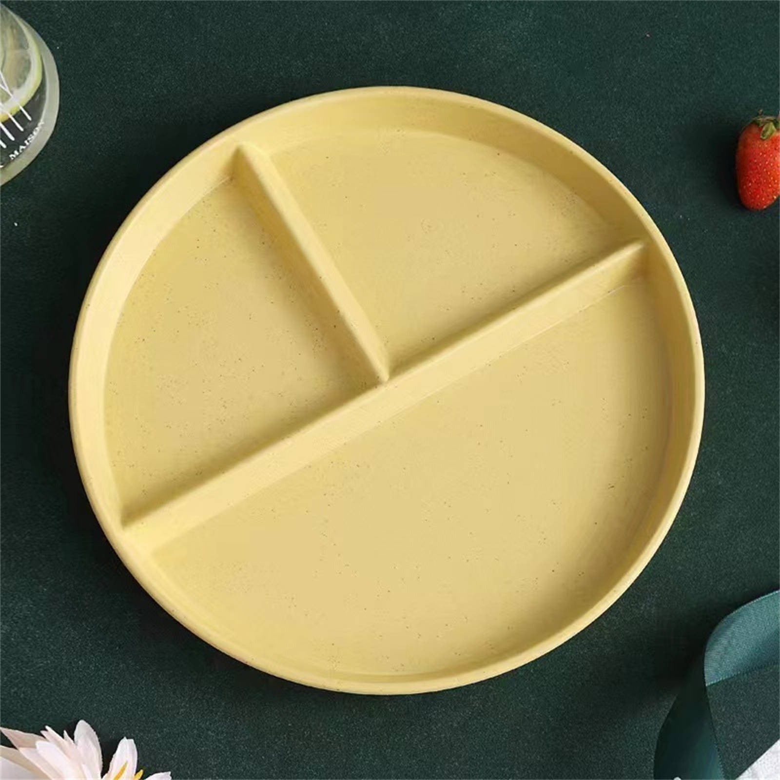 JWDX Tableware Clearance, Wheat Plates for Adults Reusable Dinnerware Set Kids Divided Plate Bariatric Plastic Salad Lunch Tray Microwave and Dishwasher YEA - Image 2