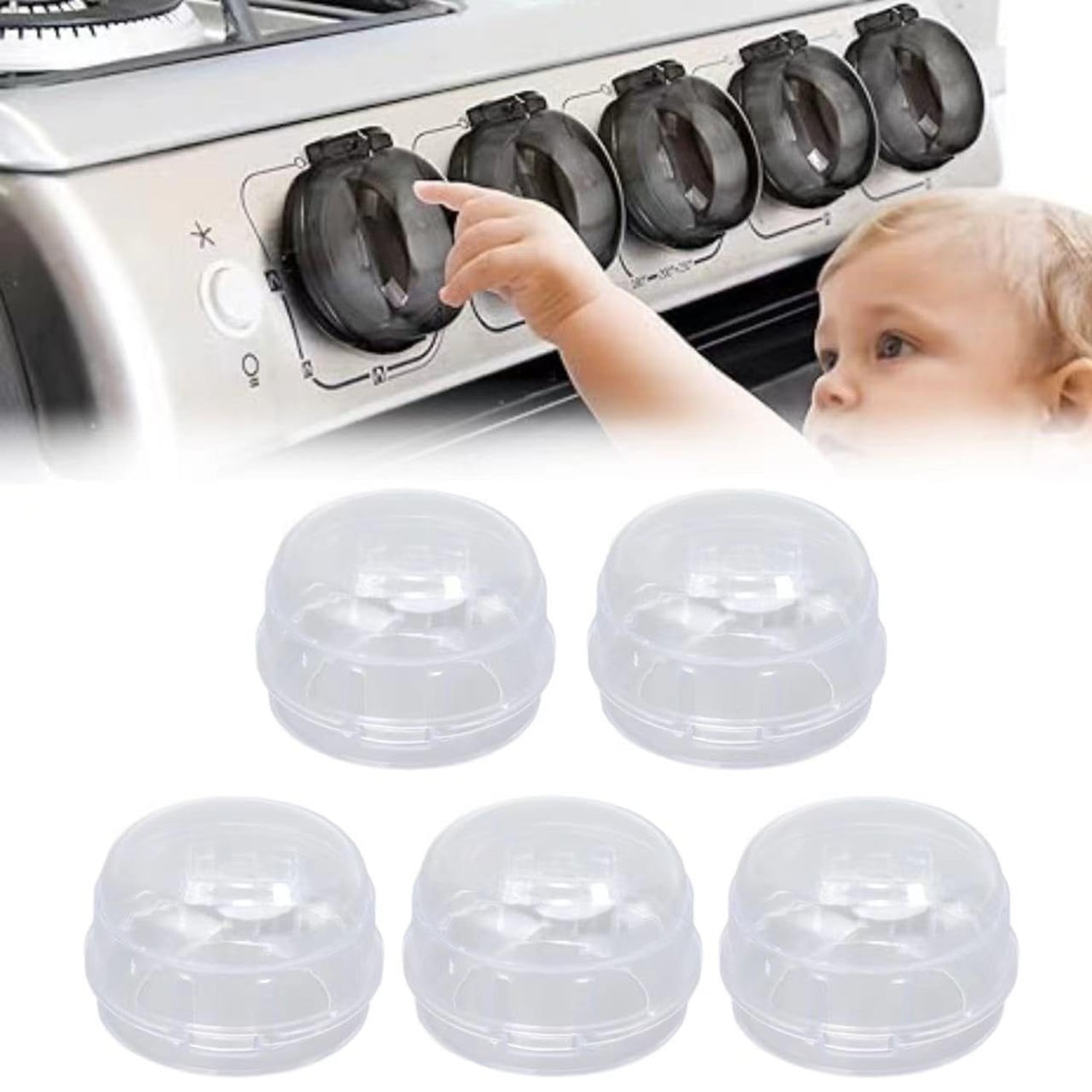 JWDX Closure Bags and Lids and Boxes Clearance, 5 Pack Stove Knob Covers for Child 2025 Knob Covers Child Stove Knob Covers with Adhesive Oven Knob Covers for Kids and From Turning on Stove Clear - Image 2
