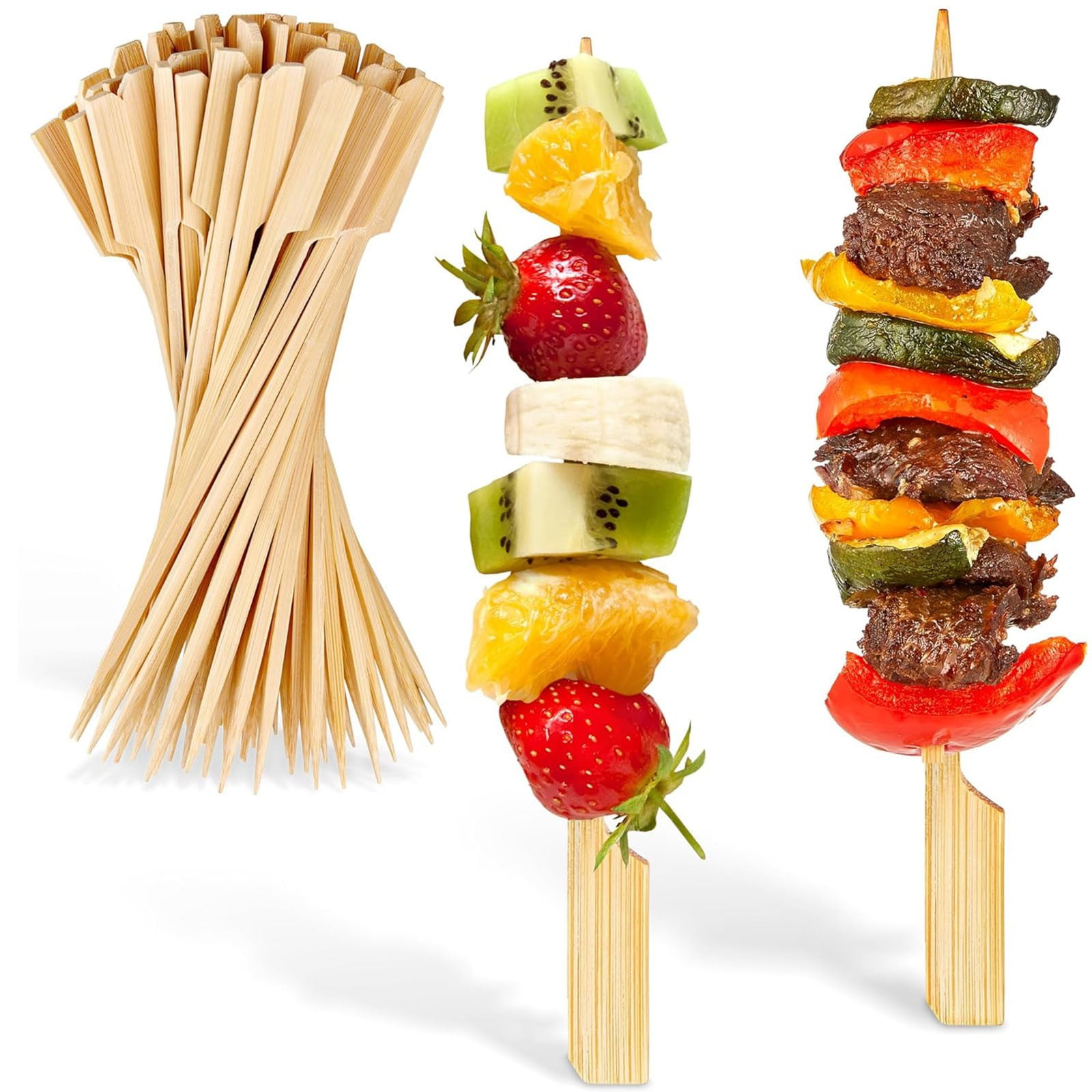 JWDX Skewer Clearance, Skewers 100Pcs Food Toothpicks Wide Flat Wood Picks for Cocktail Fruit Grilling Drink Bbq Barbecue Yakitori Chicken Fondue Roast BGB - Image 2