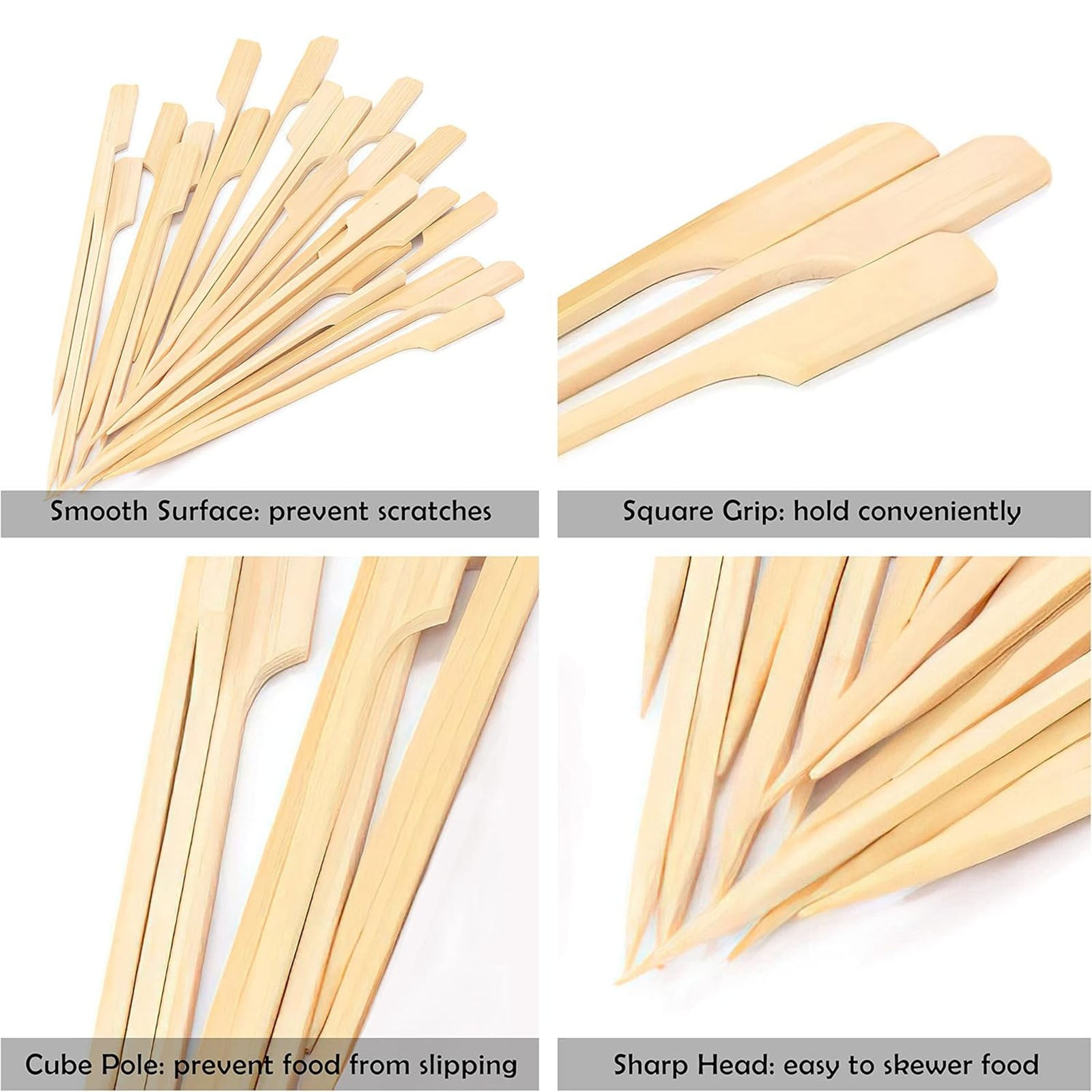 JWDX Skewer Clearance, Skewers 100Pcs Food Toothpicks Wide Flat Wood Picks for Cocktail Fruit Grilling Drink Bbq Barbecue Yakitori Chicken Fondue Roast BGB - Image 5