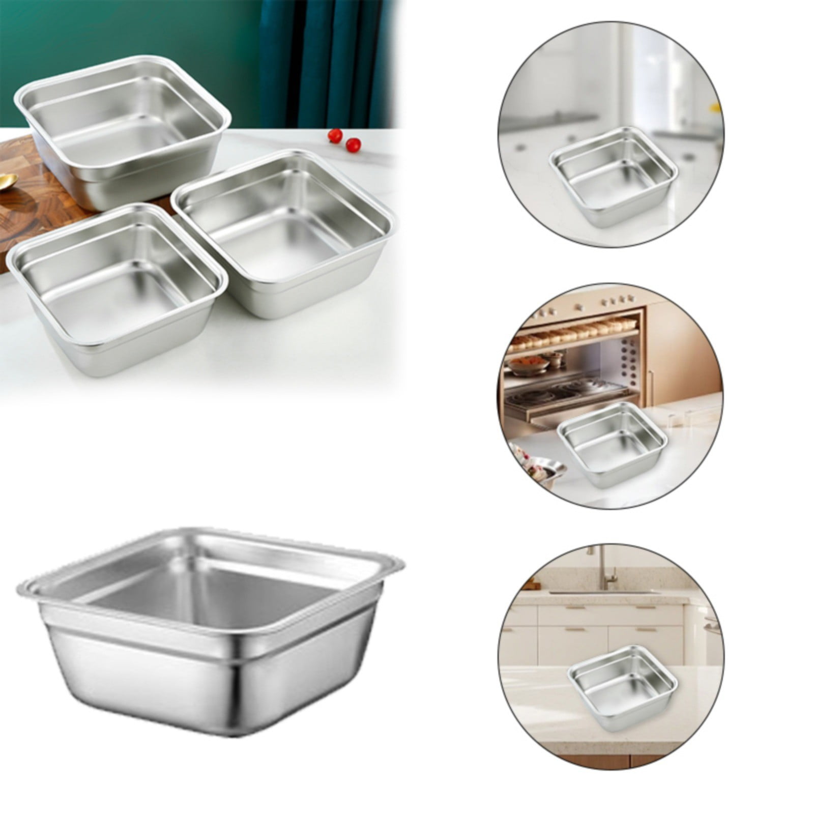 JWDX Closure Bags and Lids and Boxes Clearance, 1Pc Dish Tub for Kitchen Sink Square Stainless Tub with Smooth and Wide Edge Stackable Stable Flat Bottom Multi Purpose Wash Basin As shown - Image 3