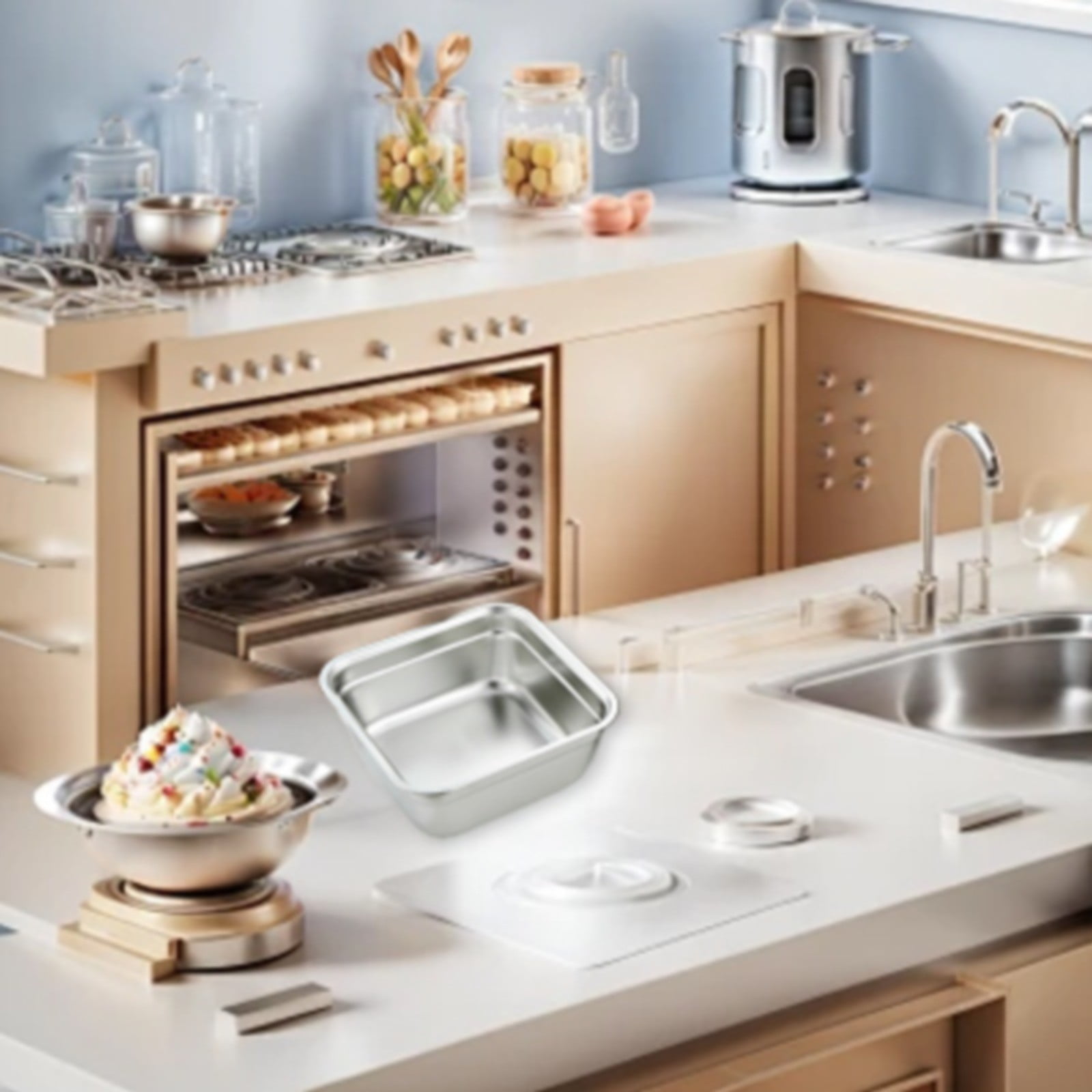 JWDX Closure Bags and Lids and Boxes Clearance, 1Pc Dish Tub for Kitchen Sink Square Stainless Tub with Smooth and Wide Edge Stackable Stable Flat Bottom Multi Purpose Wash Basin As shown - Image 5