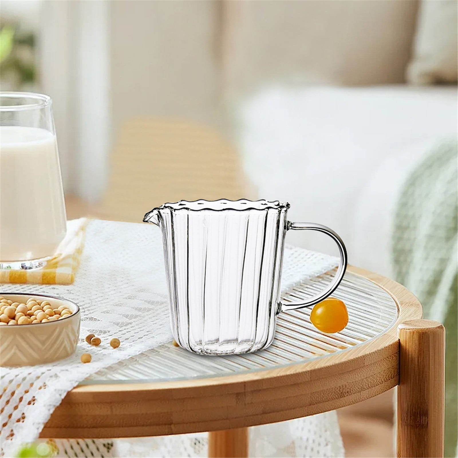 JWDX Glass and Bottle Clearance, Elegant Shaped Glass Creamer Coffee Milk Creamer Pitcher/Serving Pitcher/ Pitcher/Milk Creamer Jug for Kitchen A - Image 2