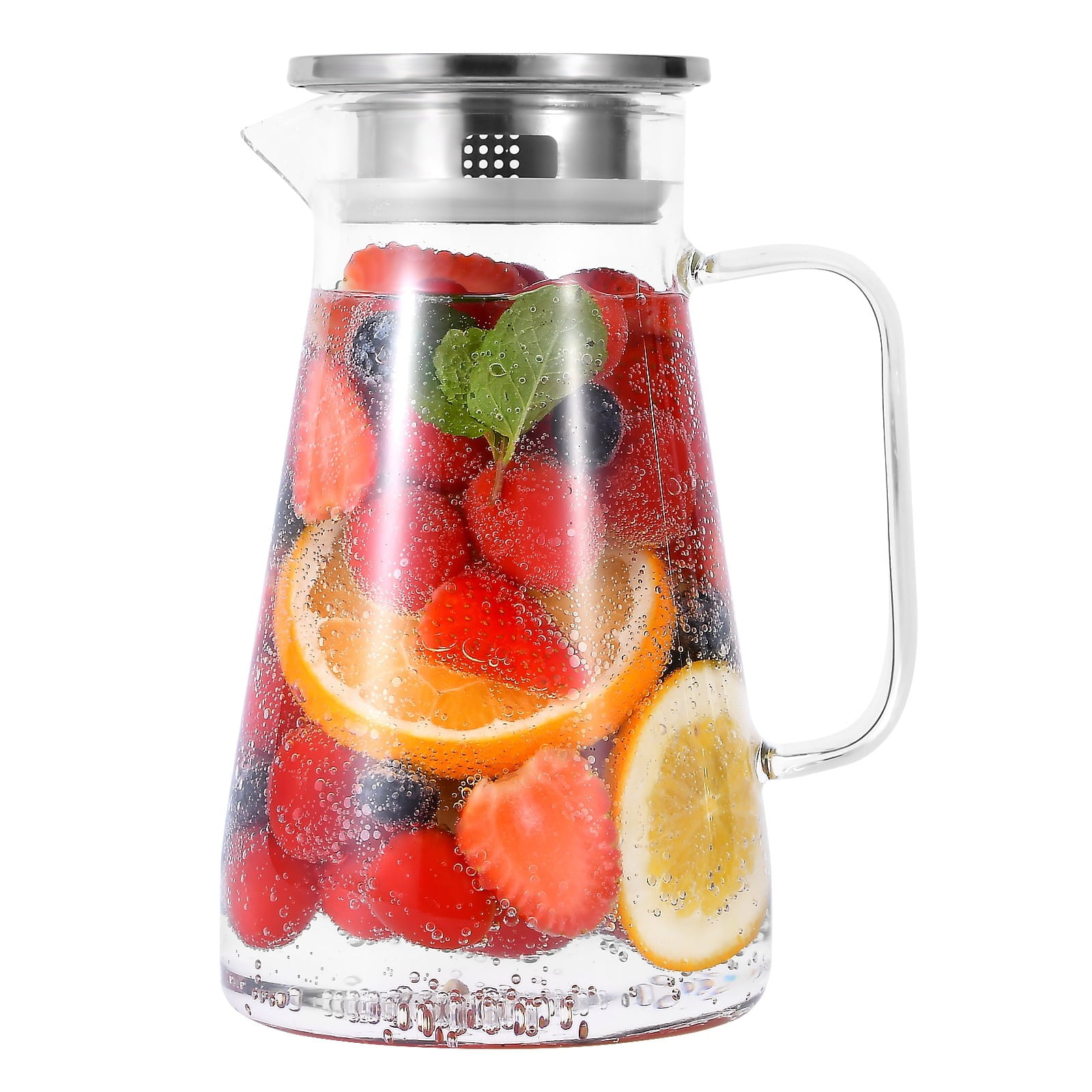 JWDX Glass and Bottle Clearance, 52 Oz Glass Pitcher with Stainless Lid Water Carafe with Handle Clear Good Beverage Pitcher for Homemade Juice and Iced Tea As shown - Image 3