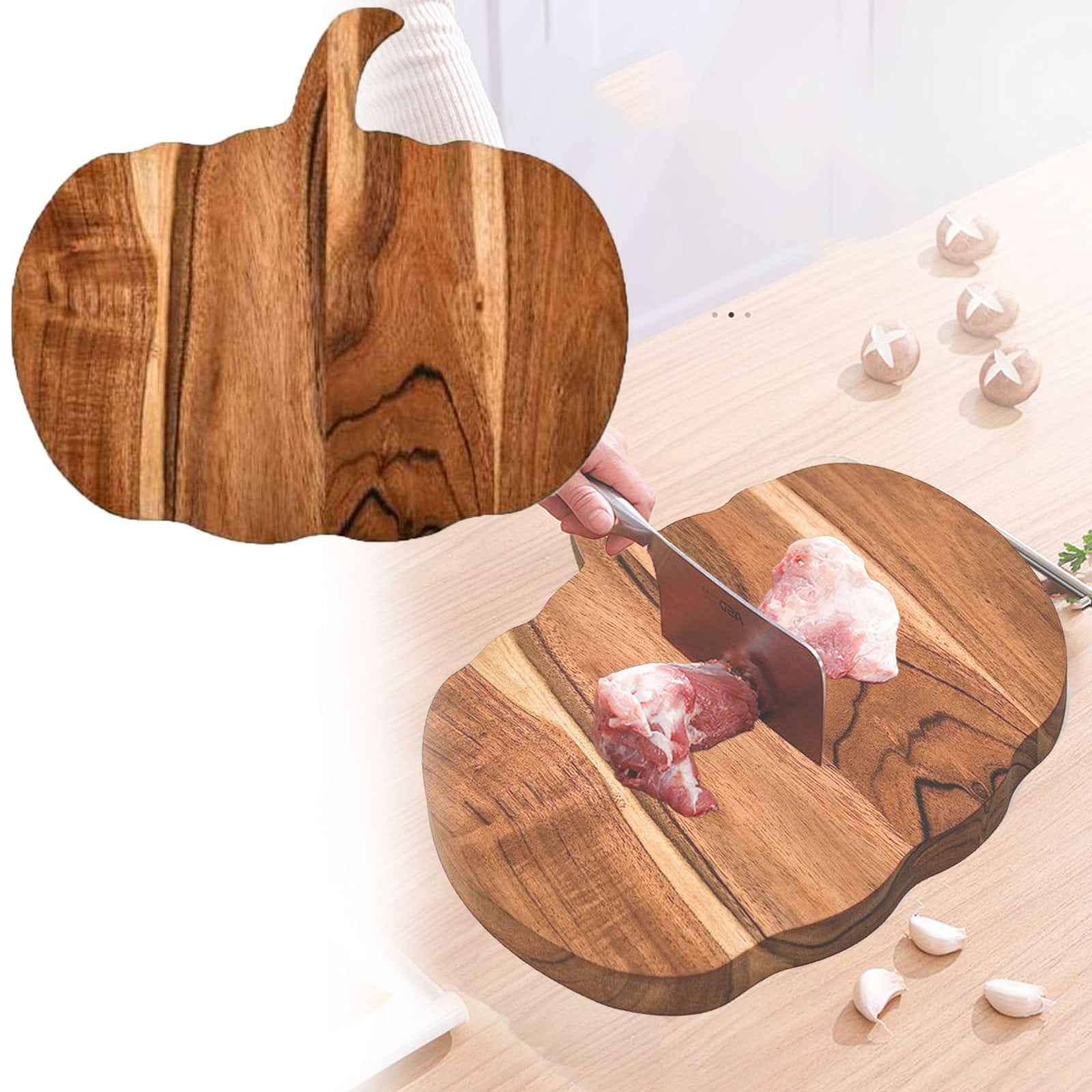 JWDX Cooking Utensils Clearance, Kitchen Pumpkin Cutting Board Halloween Charcuterie Wooden Boards Halloween Pumpkin Shaped Wood Cutting Board Cooked Food Wooden Board for Chopping Meat As shown - Image 3