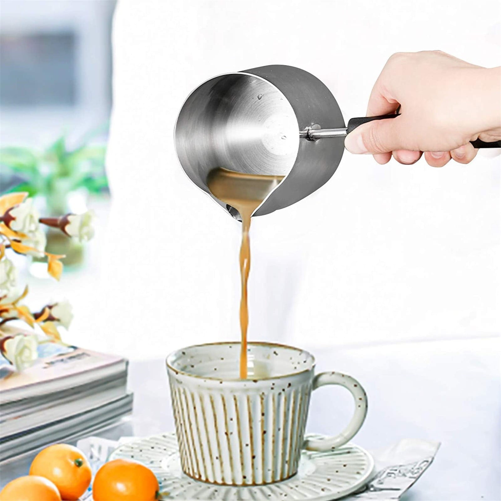 JWDX Cooking Utensils Clearance, Stainless and Coffee Warmer Coffee Pot Melting Pot and Milk Pot with Spout (350Ml) As shown - Image 7