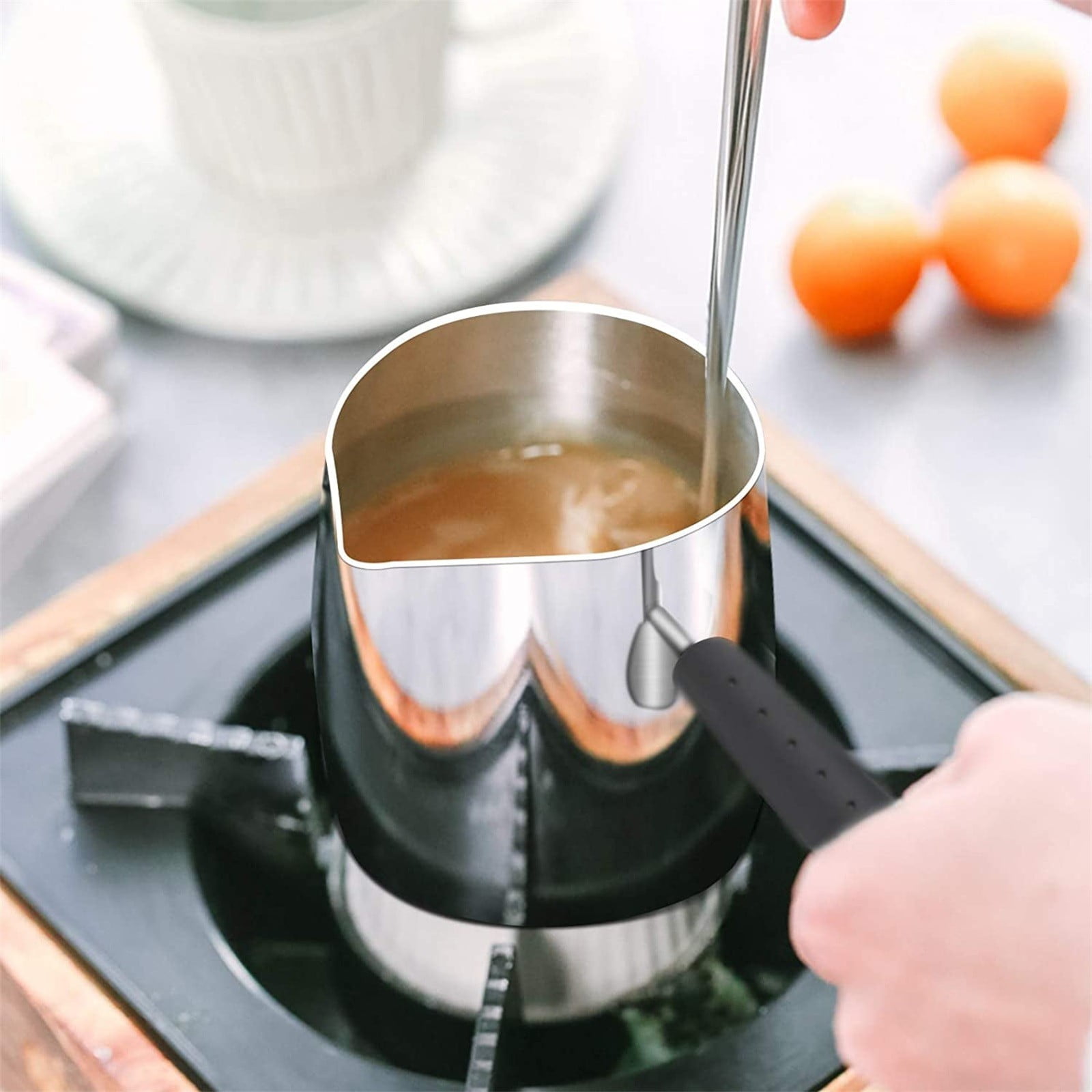 JWDX Cooking Utensils Clearance, Stainless and Coffee Warmer Coffee Pot Melting Pot and Milk Pot with Spout (350Ml) As shown - Image 8