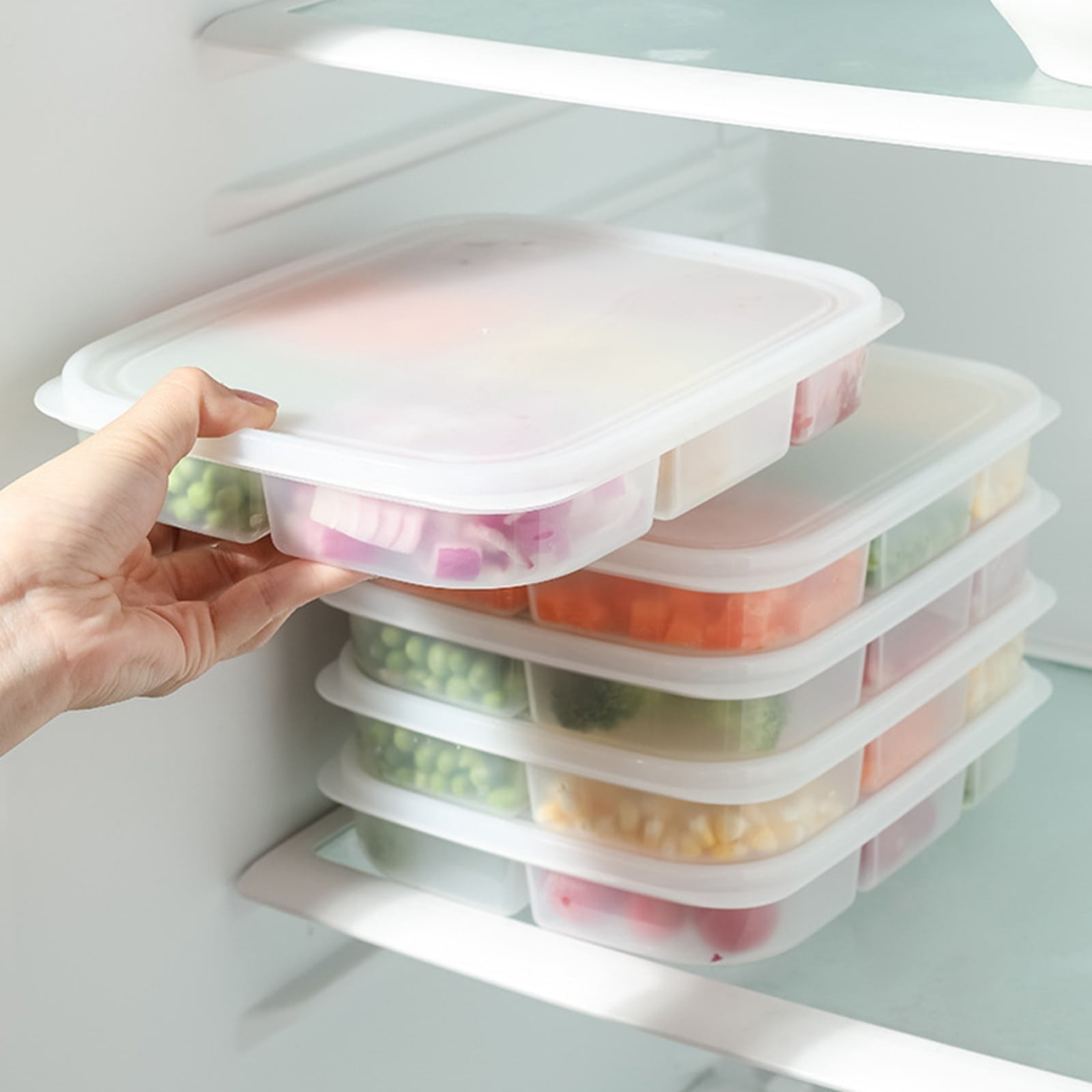 JWDX Food Storage Clearance, Divided Veggie Tray with Lid Vegetable Storage Square Relish Serving Platter with 5/6 Compartment Snack Container A - Image 7