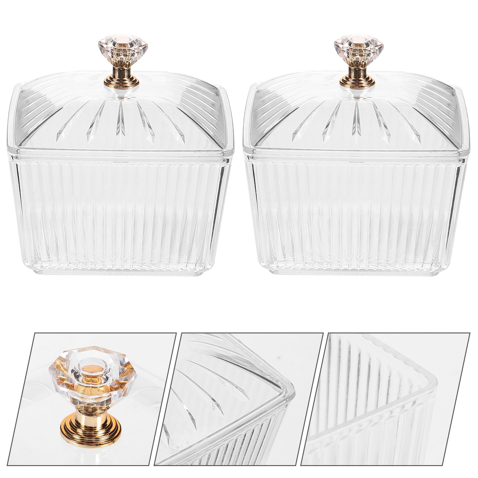 JWDX Food Storage Clearance, 2Pcs Sweets Jars Candy Jar Sugar Snacks Bowl Cookie Container Buffet Storage Container with Lid As shown - Image 2