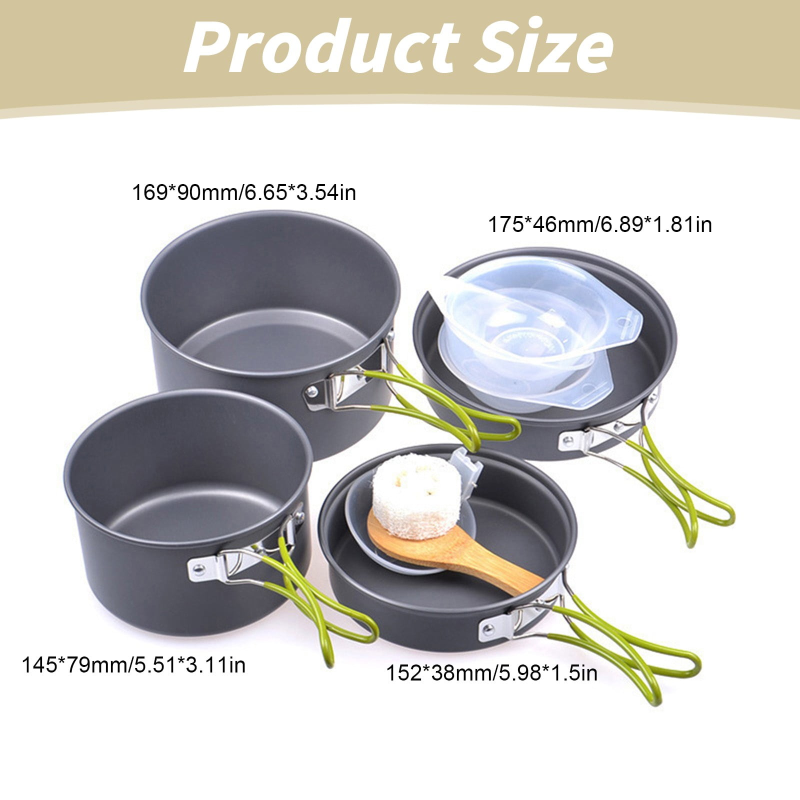 JWDX Cooking Utensils Clearance, Outdoor Camping Set Pot Cookware Picnic Pot Set Portable Alumina Heat Shielded Set Pot for 2 to 3 People As shown - Image 4