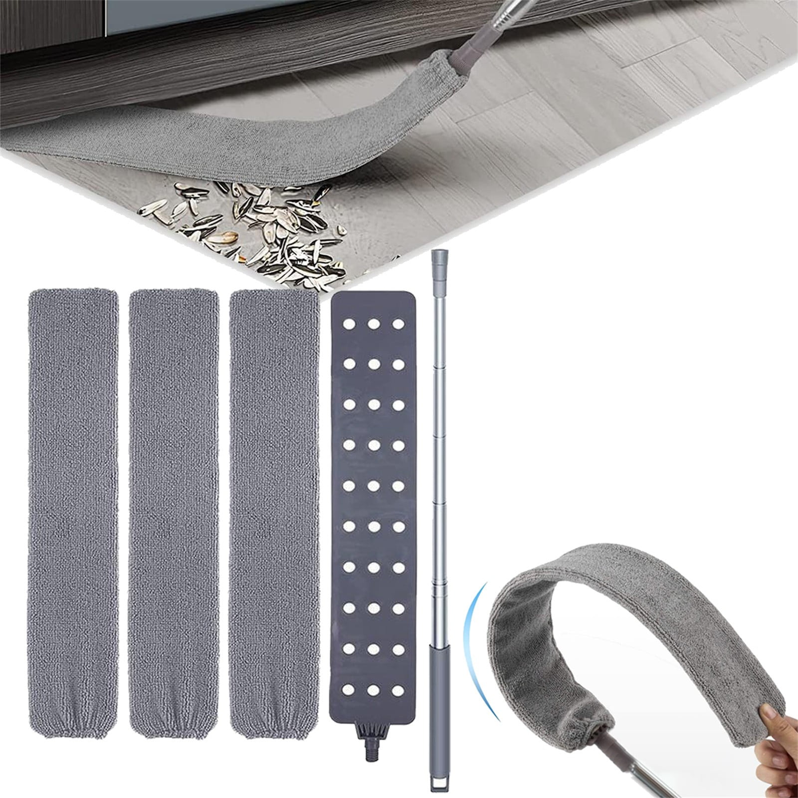 JWDX Dusting Duster Clearance, Retractablegap Dust Brush with 3 Pieces of Superfiber Dust Cloth Long Handle Retractable to 112 Inches Washable for Cleaning Appliances Furniture Sofas As shown - Image 2