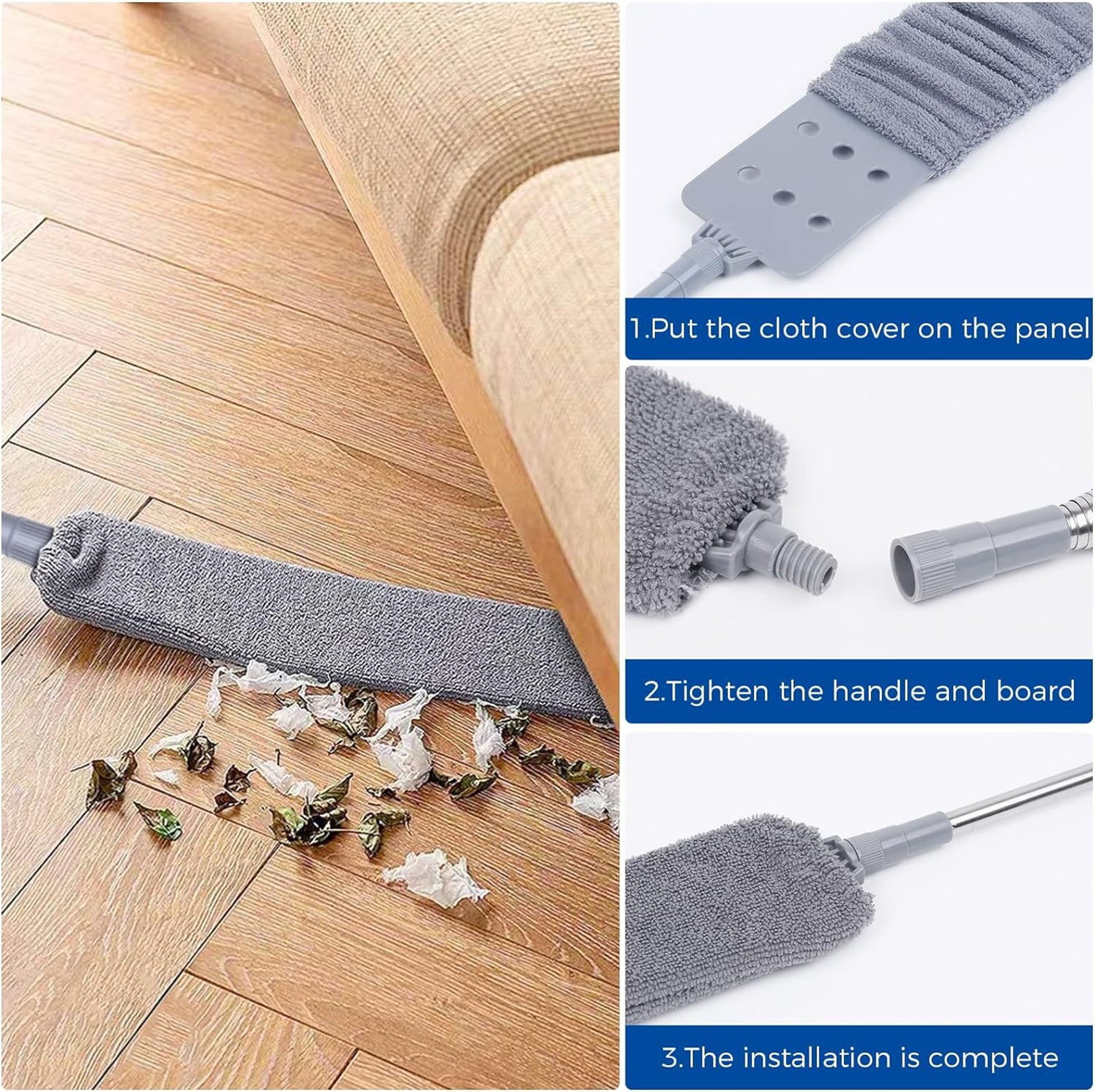 JWDX Dusting Duster Clearance, Retractablegap Dust Brush with 3 Pieces of Superfiber Dust Cloth Long Handle Retractable to 112 Inches Washable for Cleaning Appliances Furniture Sofas As shown - Image 5