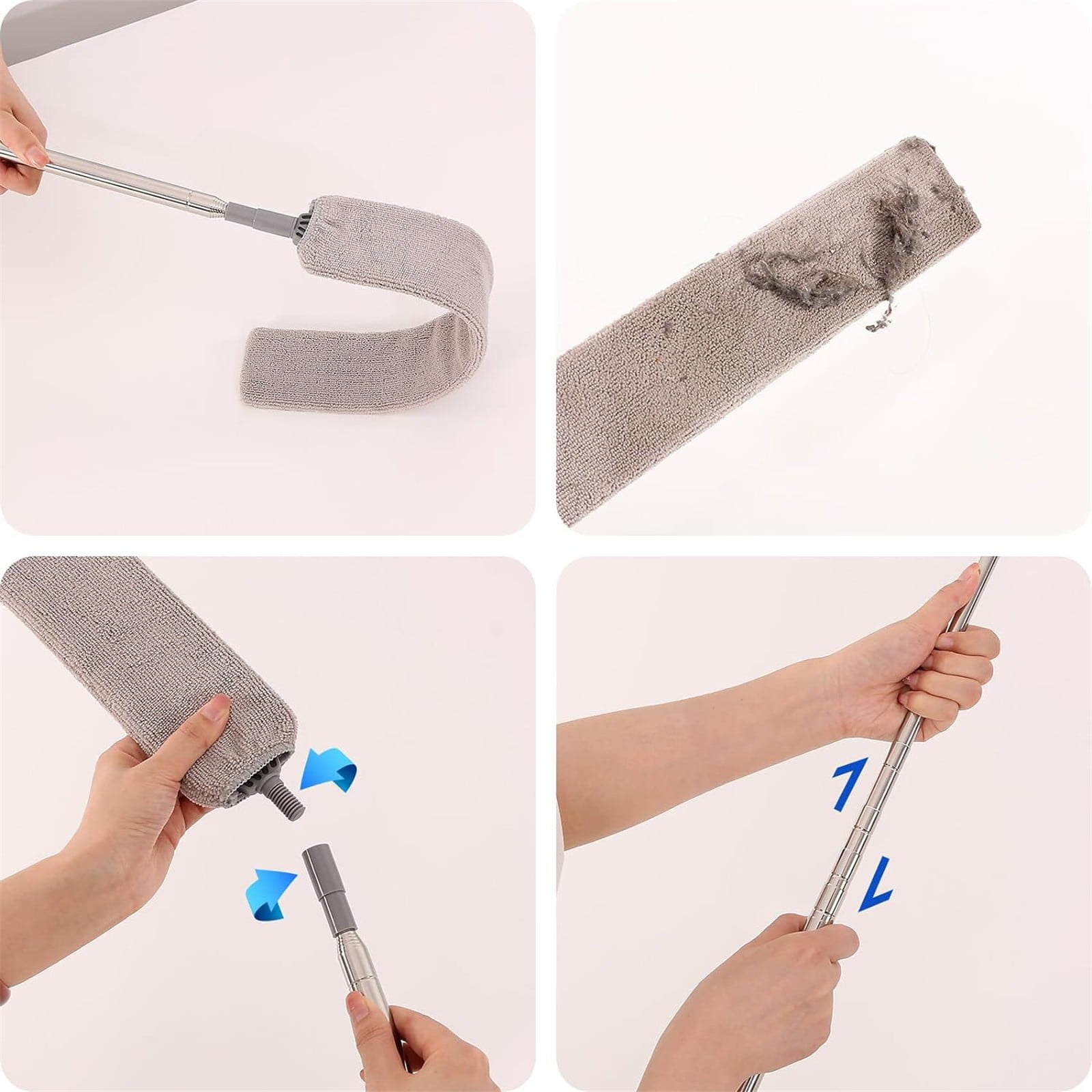JWDX Dusting Duster Clearance, Retractablegap Dust Brush with 3 Pieces of Superfiber Dust Cloth Long Handle Retractable to 112 Inches Washable for Cleaning Appliances Furniture Sofas As shown - Image 6