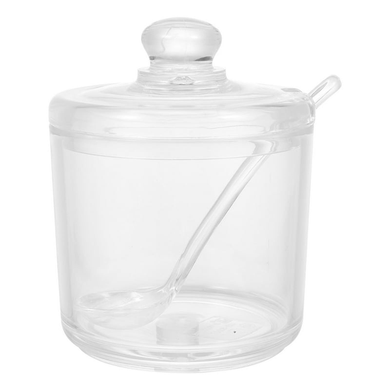 JWDX Seasoning Box Clearance, Clear Glass Sugar Bowl Set with Lid and Spoon A - Image 2