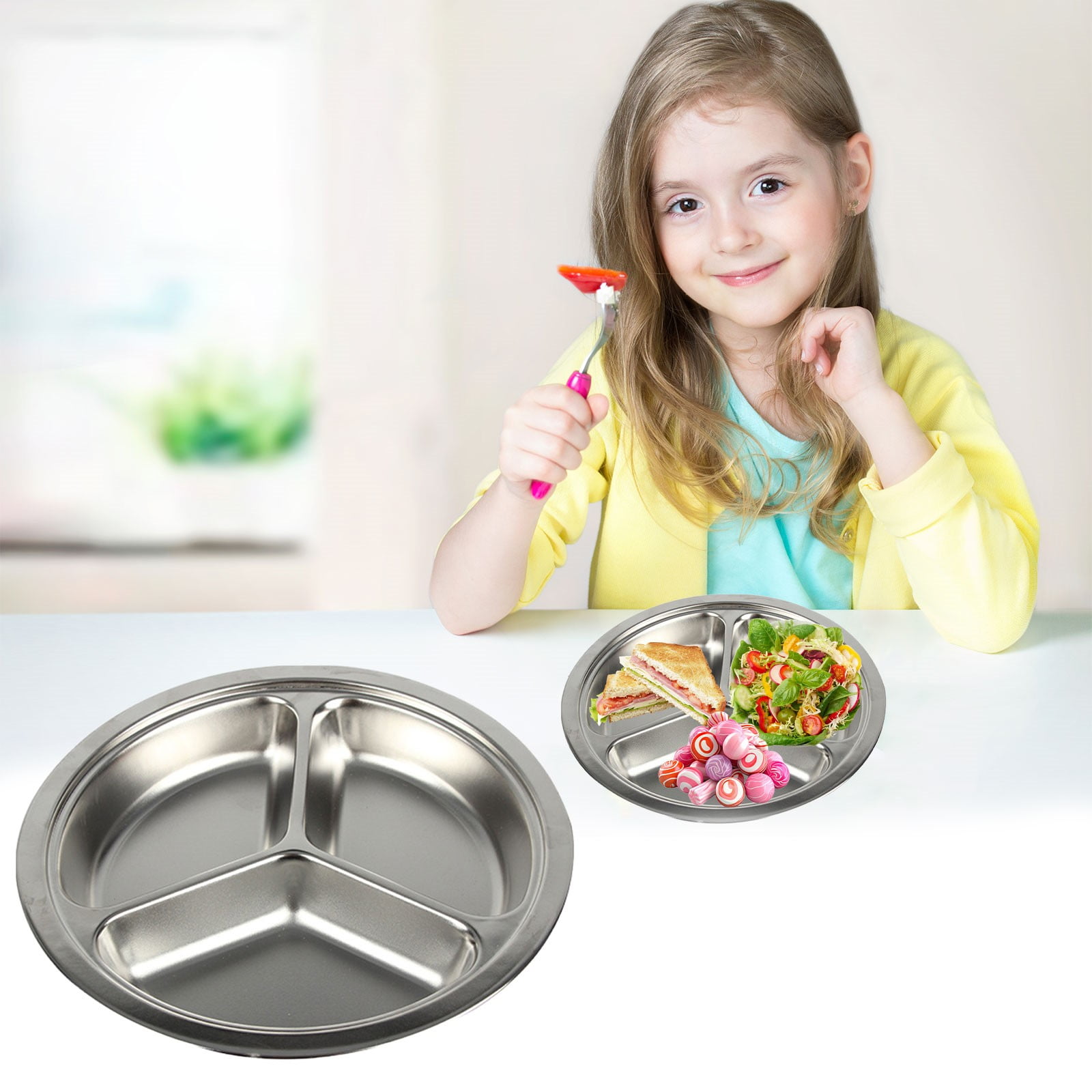 JWDX Cooking Utensils Clearance, Baby Plates – Stainless Divided Plates for Toddlers Dishwasher ，2 Size A - Image 2