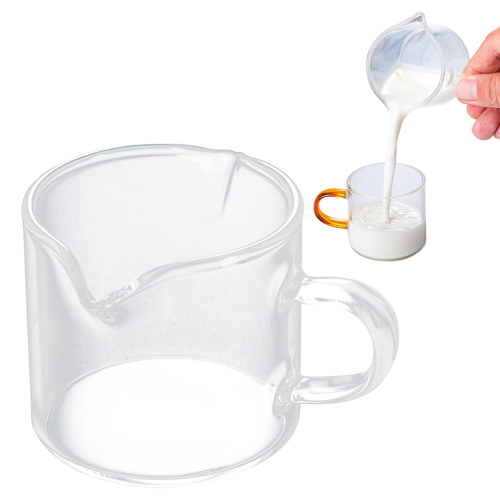 JWDX Glass and Bottle Clearance, Shot Glasses Double Spouts Milk Cup Clear Glass (Clear Glass 1Pack) As shown - Image 3