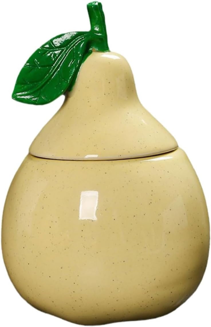JWDX Glass and Bottle Clearance, Ceramic Pear Shaped Tea Canister with Lid Decorative Jar for Kitchen Airtight Container for Coffee Sugar and Flour Storage for Candy or Tin As shown - Image 2