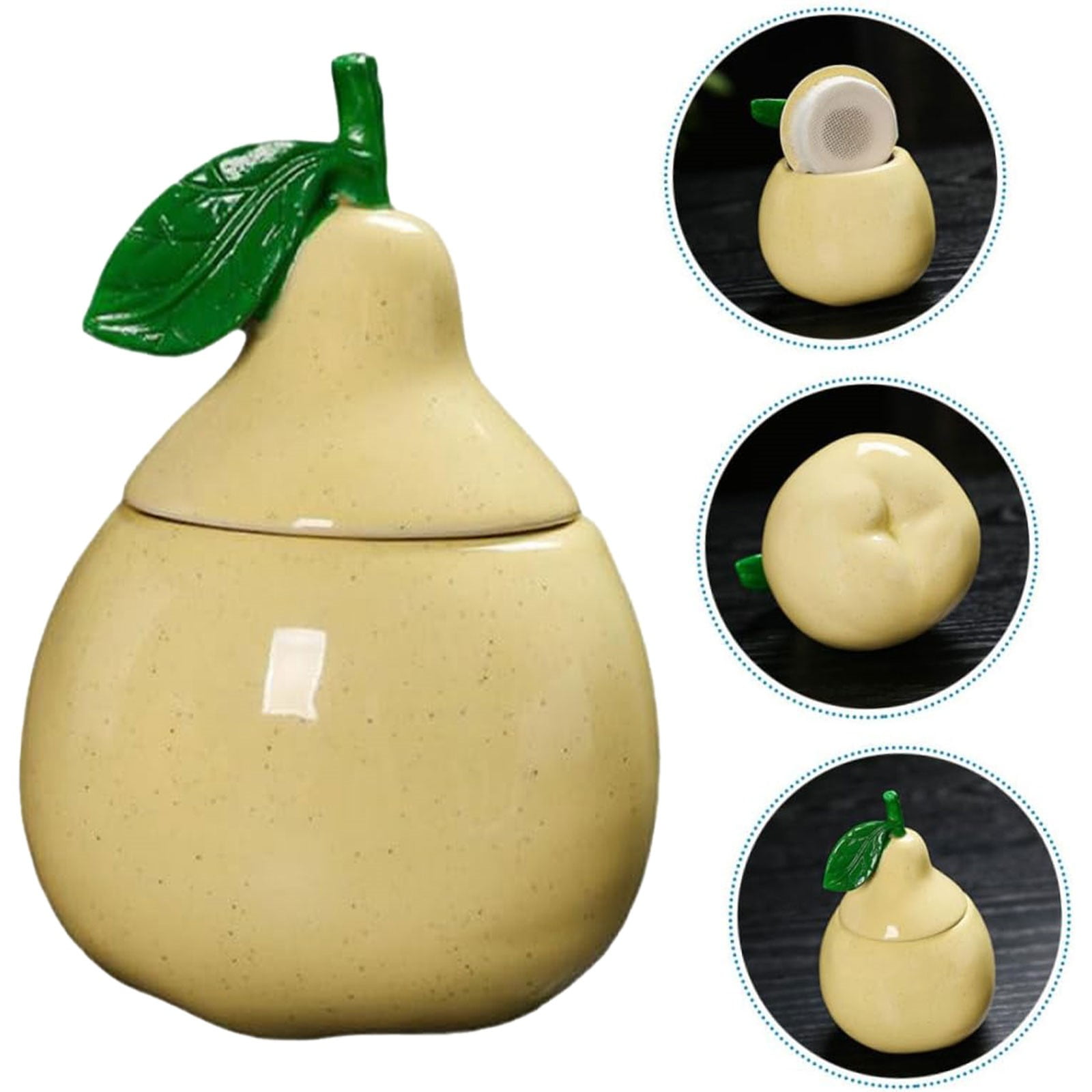 JWDX Glass and Bottle Clearance, Ceramic Pear Shaped Tea Canister with Lid Decorative Jar for Kitchen Airtight Container for Coffee Sugar and Flour Storage for Candy or Tin As shown - Image 3