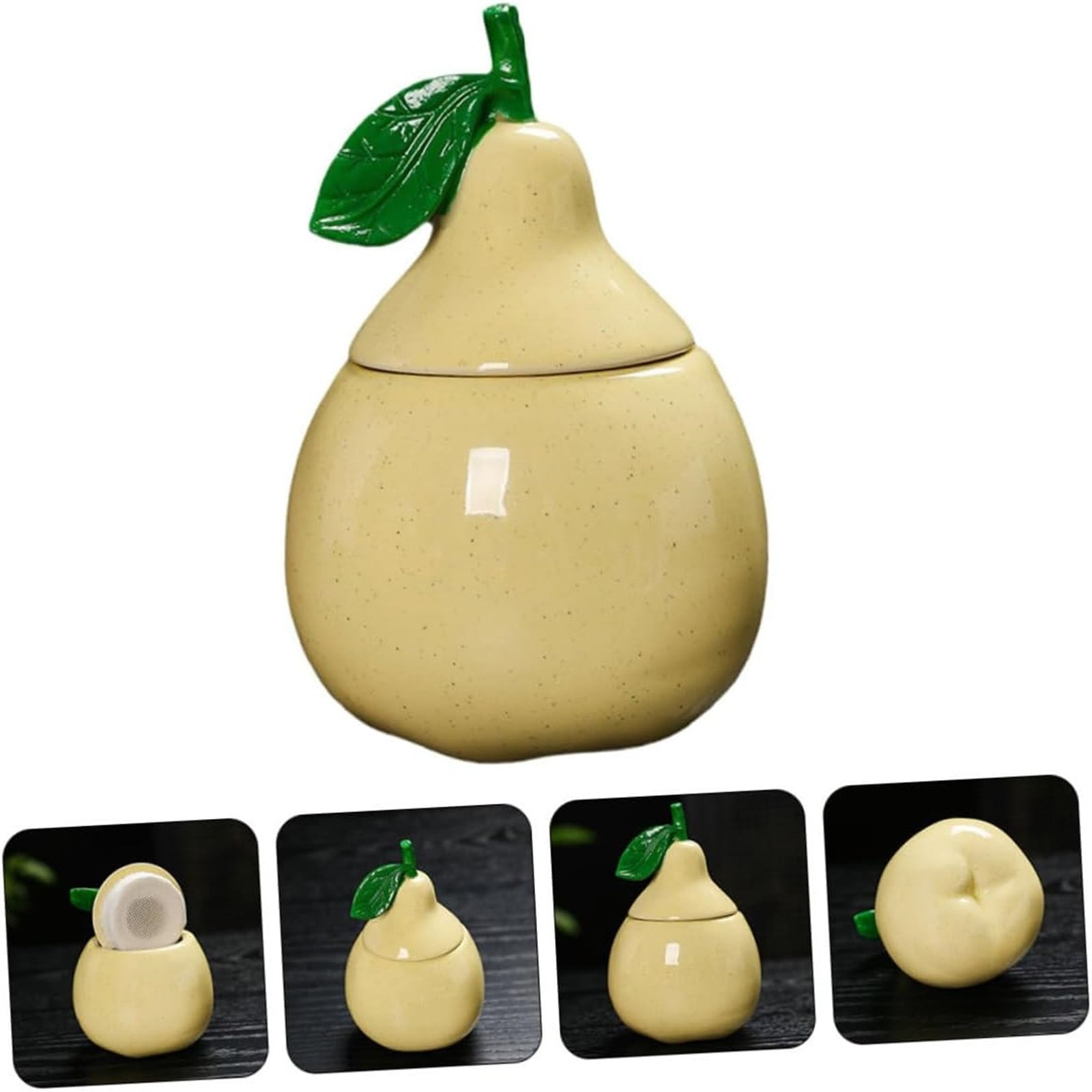 JWDX Glass and Bottle Clearance, Ceramic Pear Shaped Tea Canister with Lid Decorative Jar for Kitchen Airtight Container for Coffee Sugar and Flour Storage for Candy or Tin As shown - Image 5