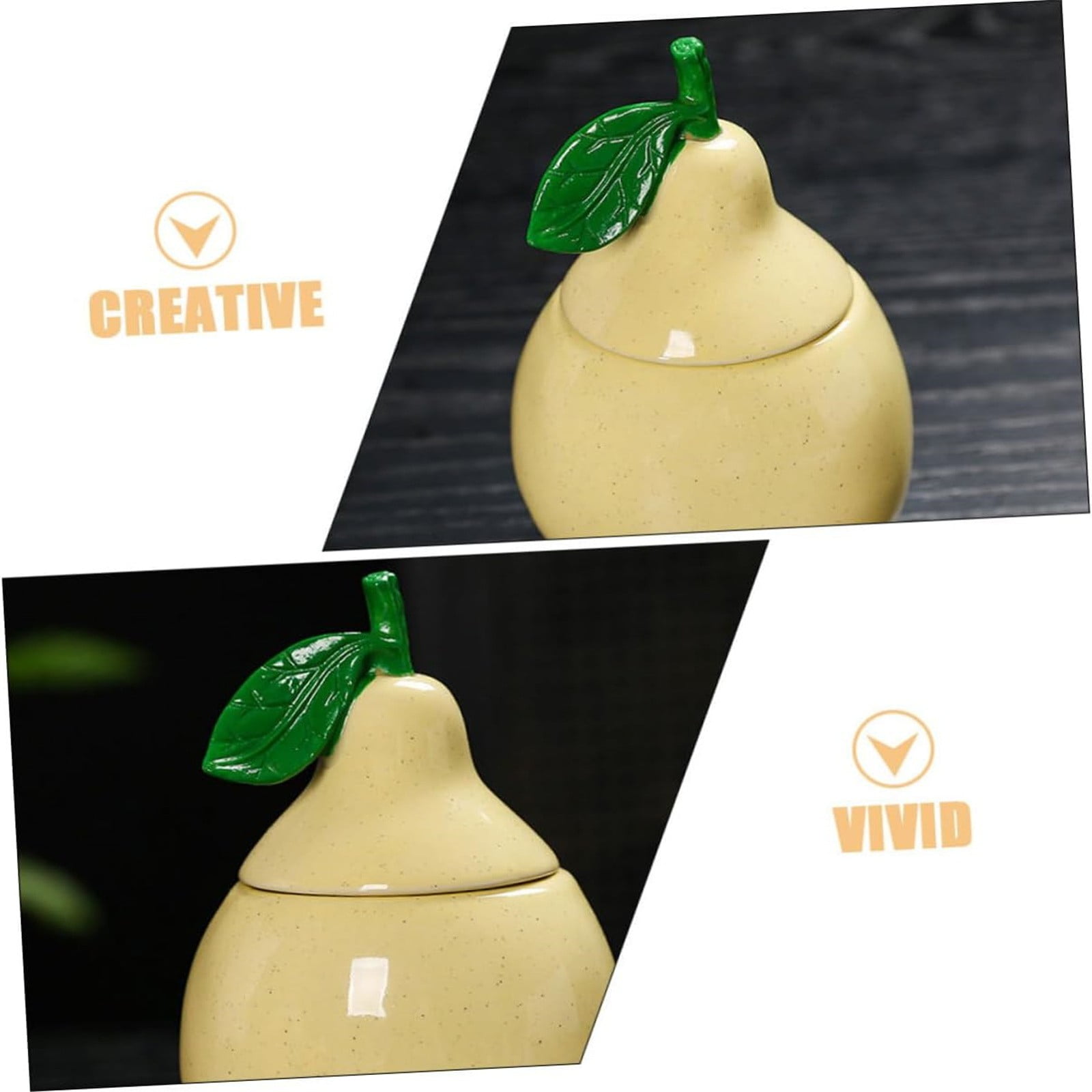 JWDX Glass and Bottle Clearance, Ceramic Pear Shaped Tea Canister with Lid Decorative Jar for Kitchen Airtight Container for Coffee Sugar and Flour Storage for Candy or Tin As shown - Image 6
