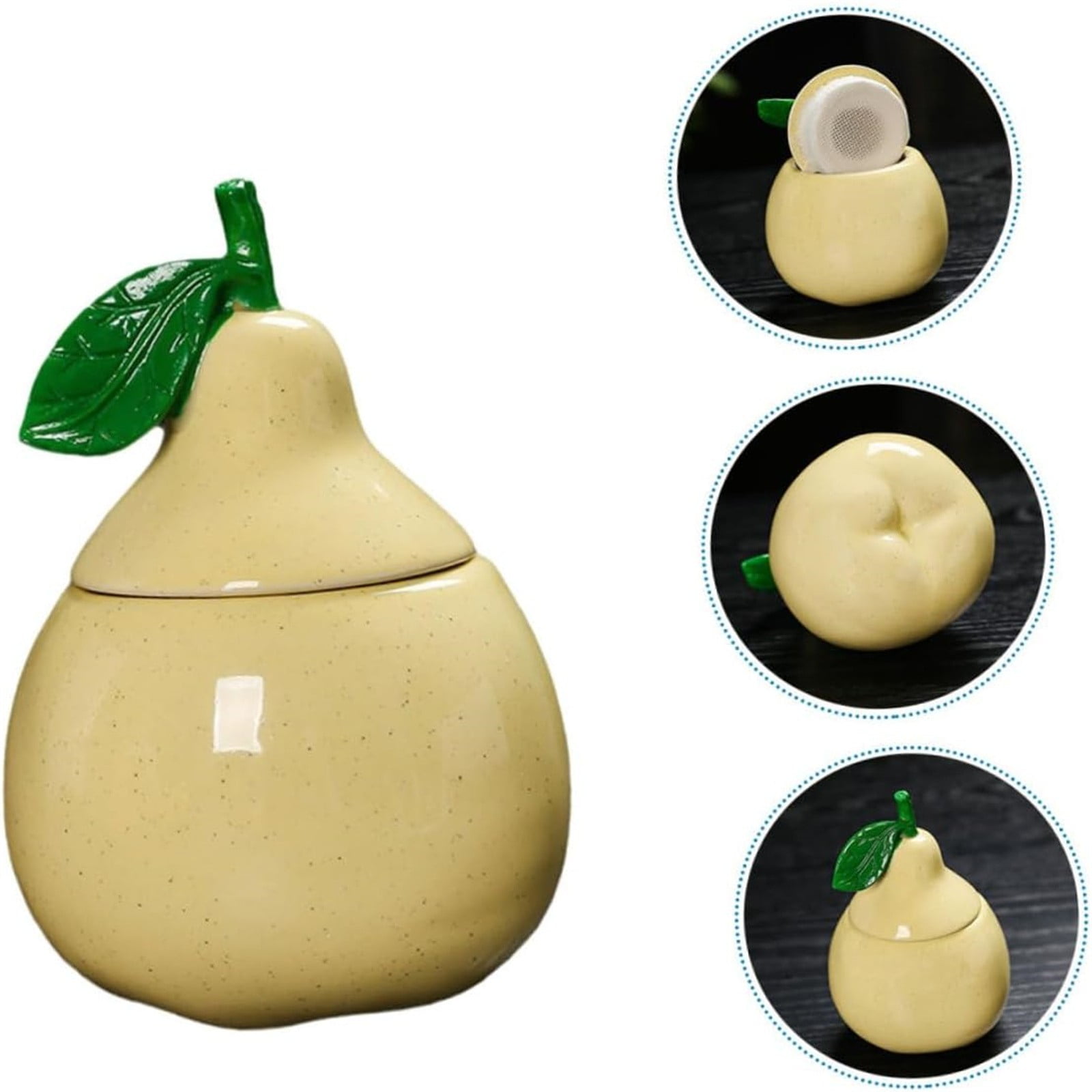 JWDX Glass and Bottle Clearance, Ceramic Pear Shaped Tea Canister with Lid Decorative Jar for Kitchen Airtight Container for Coffee Sugar and Flour Storage for Candy or Tin As shown - Image 7