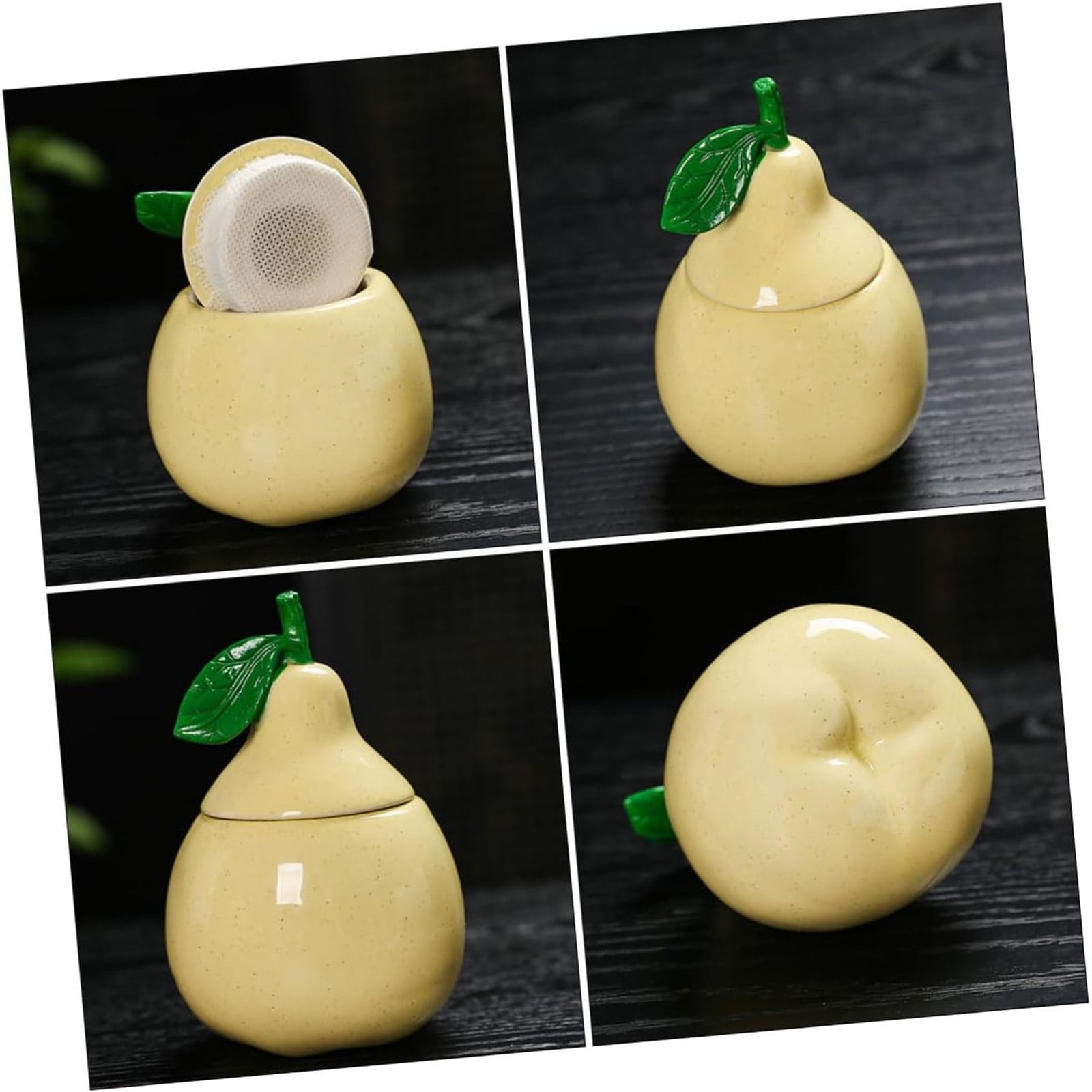 JWDX Glass and Bottle Clearance, Ceramic Pear Shaped Tea Canister with Lid Decorative Jar for Kitchen Airtight Container for Coffee Sugar and Flour Storage for Candy or Tin As shown - Image 8