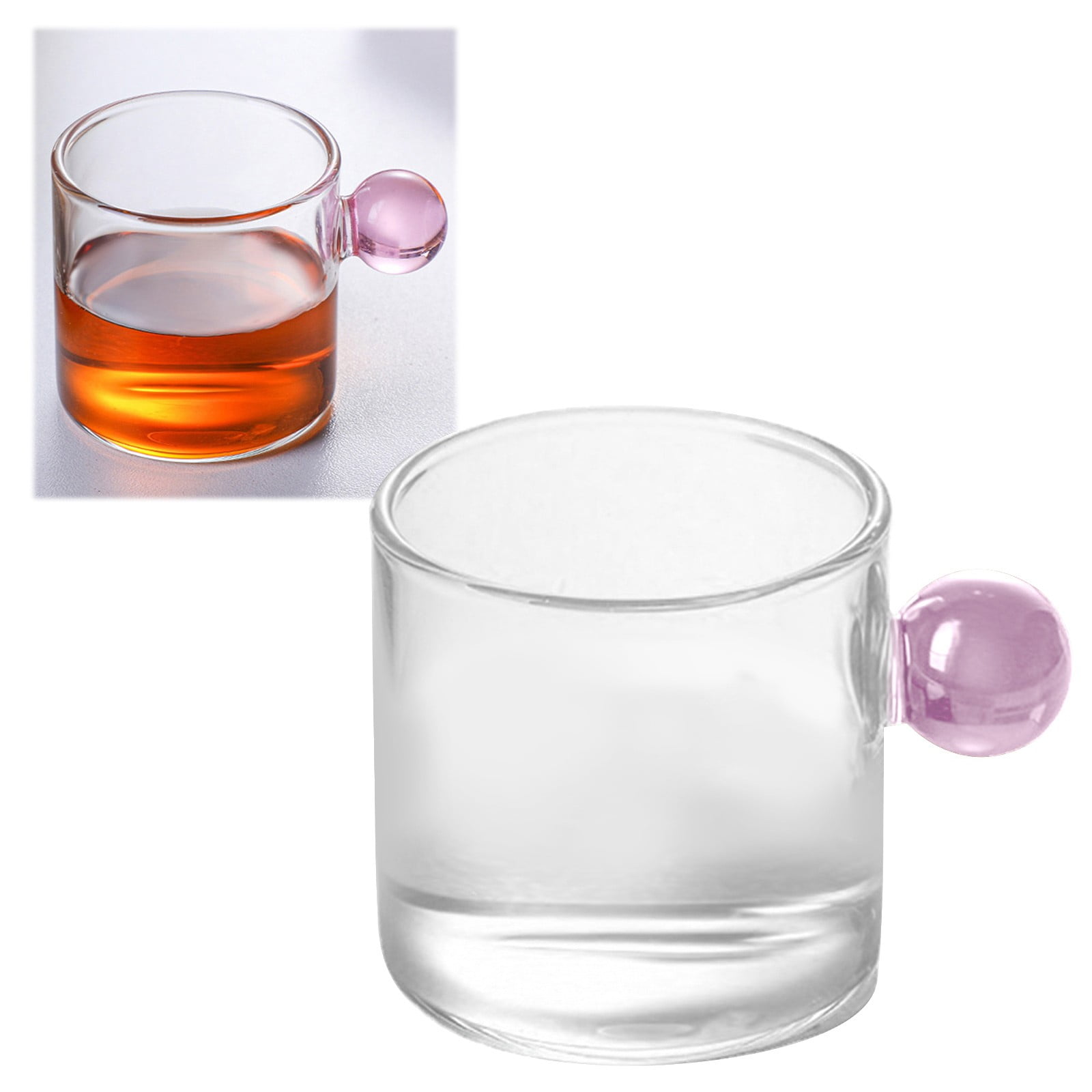 JWDX Glass and Bottle Clearance, Glass Tea Cup Mini Pitcher Milk Creamer Coffee Jar Glass Heatable Pot Saucepan Server Dipping Bowls with Handle Pink - Image 2